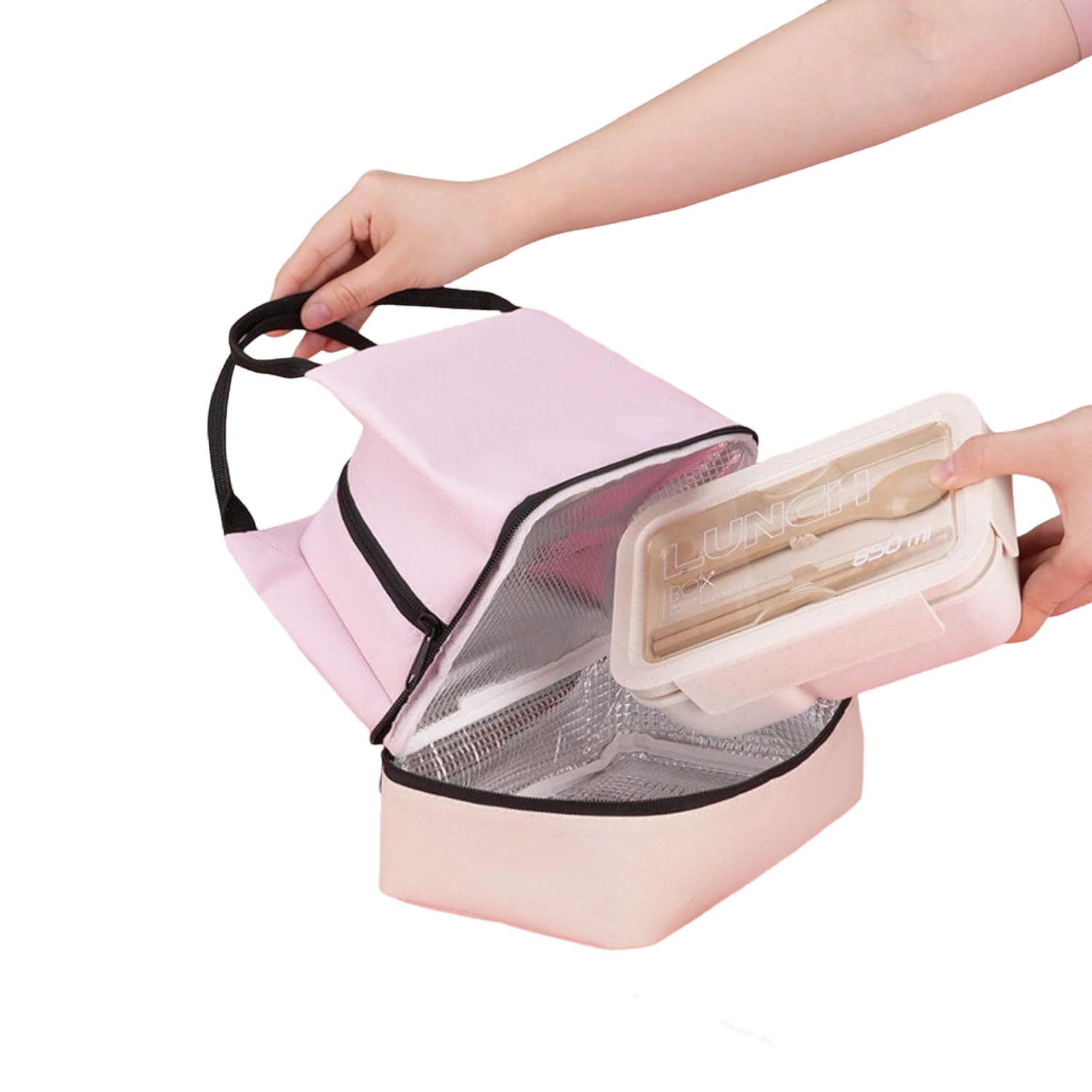Two Tone Dual Layer Oxford Insulated Lunch Bag 6