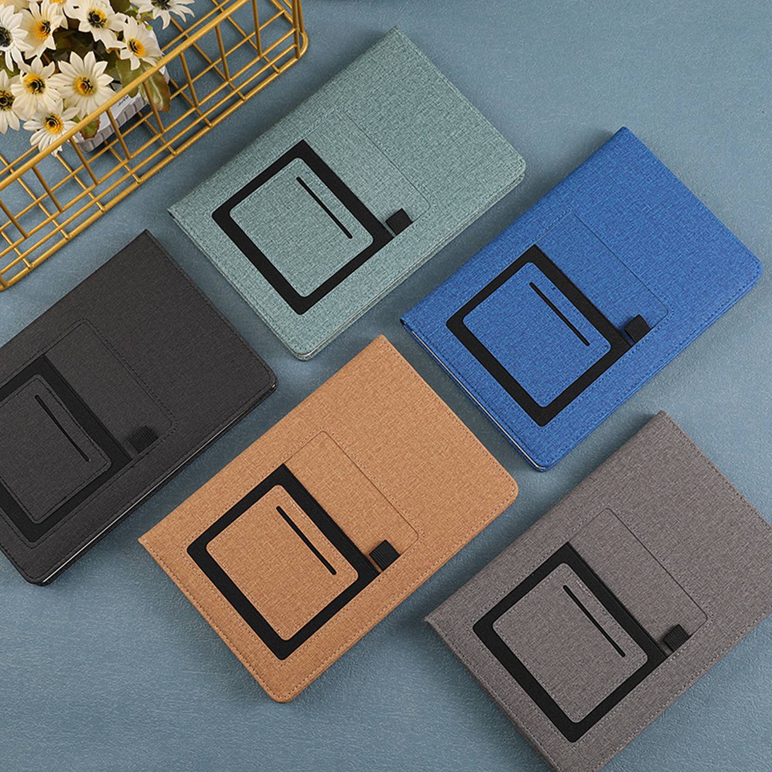 A5 Commercial Leather Cover Notebook With Pocket 3