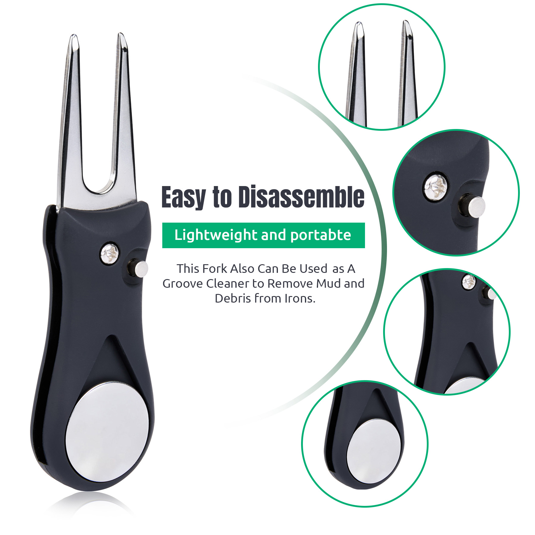 Foldable Golf Divot Tool With Mark 9