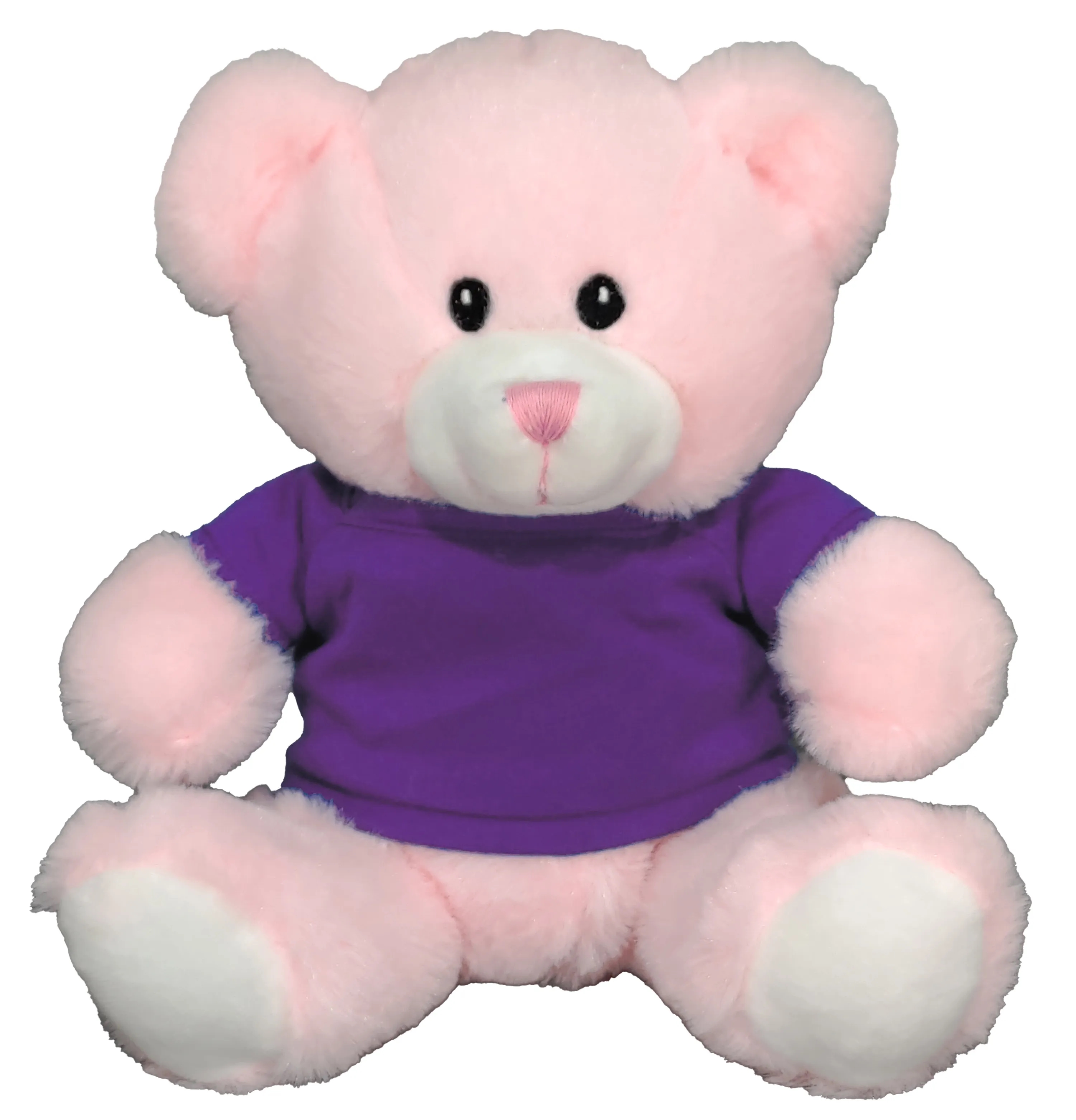 8" Embroidered Eyes Pink Bear 8