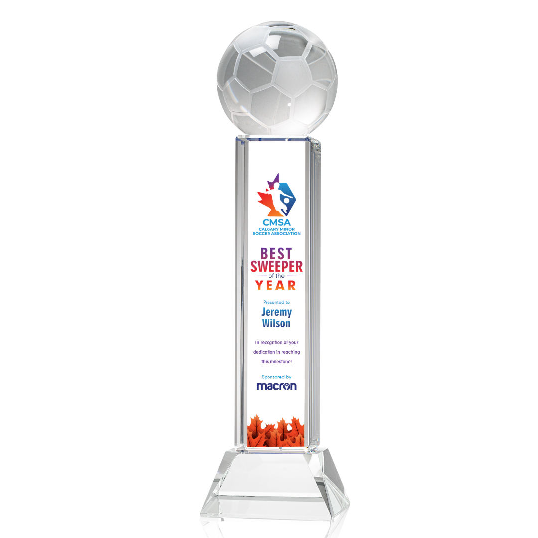 Soccer Ball VividPrint™ Award on Stowe - Clear 12