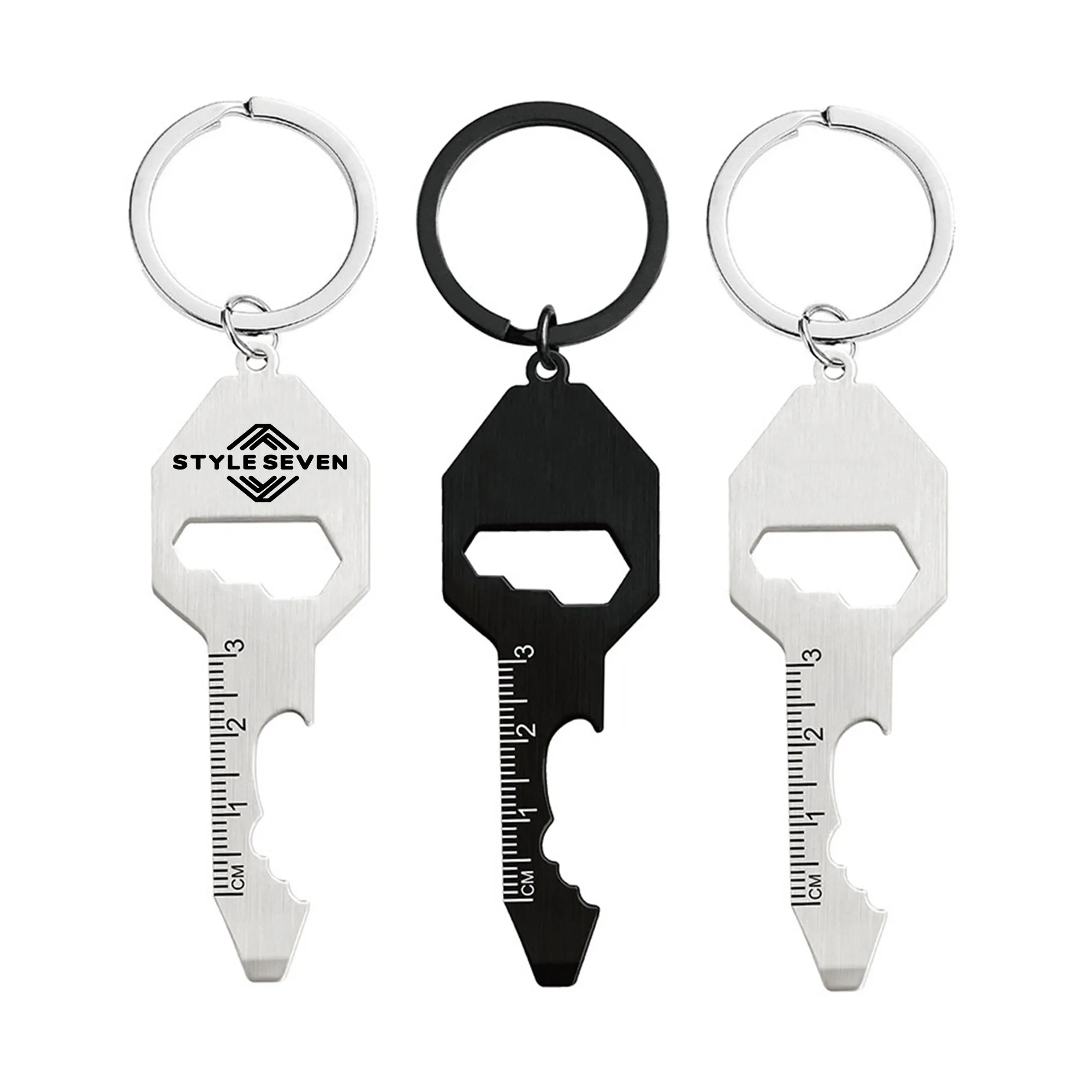 Stainless steel keychain with bottle opener