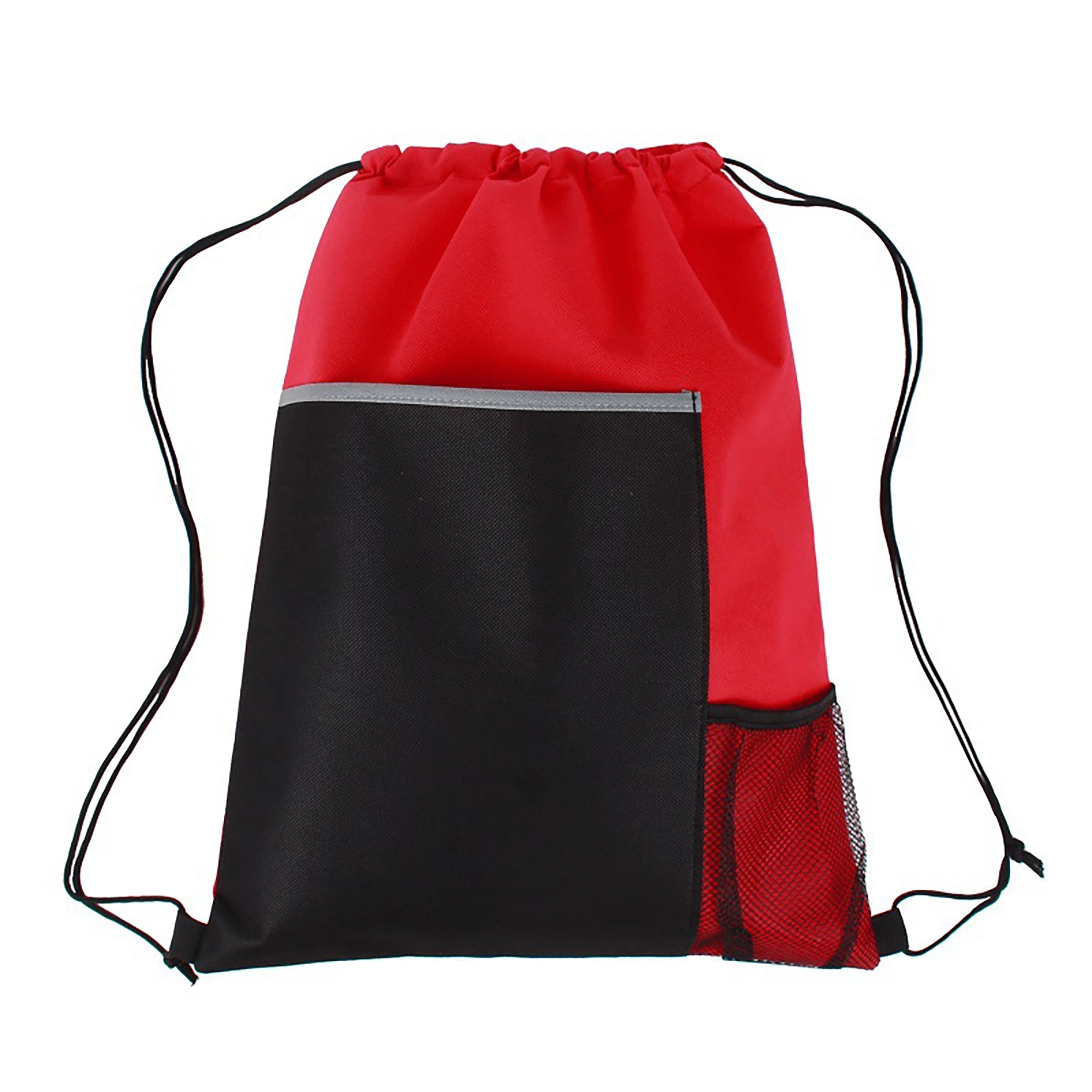 Mesh Pocket Sports Drawstring Backpack Bag 12