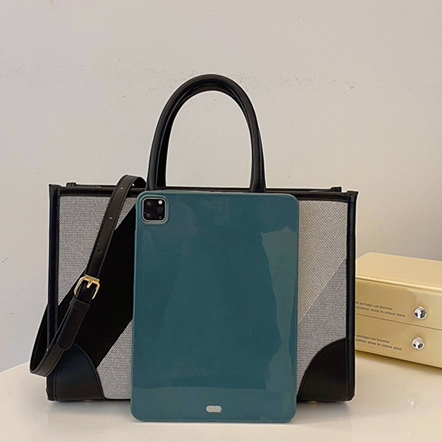 Canvas Tote Bag Large Capacity Twill Clash Color, custom tote bag with logo imprint 6