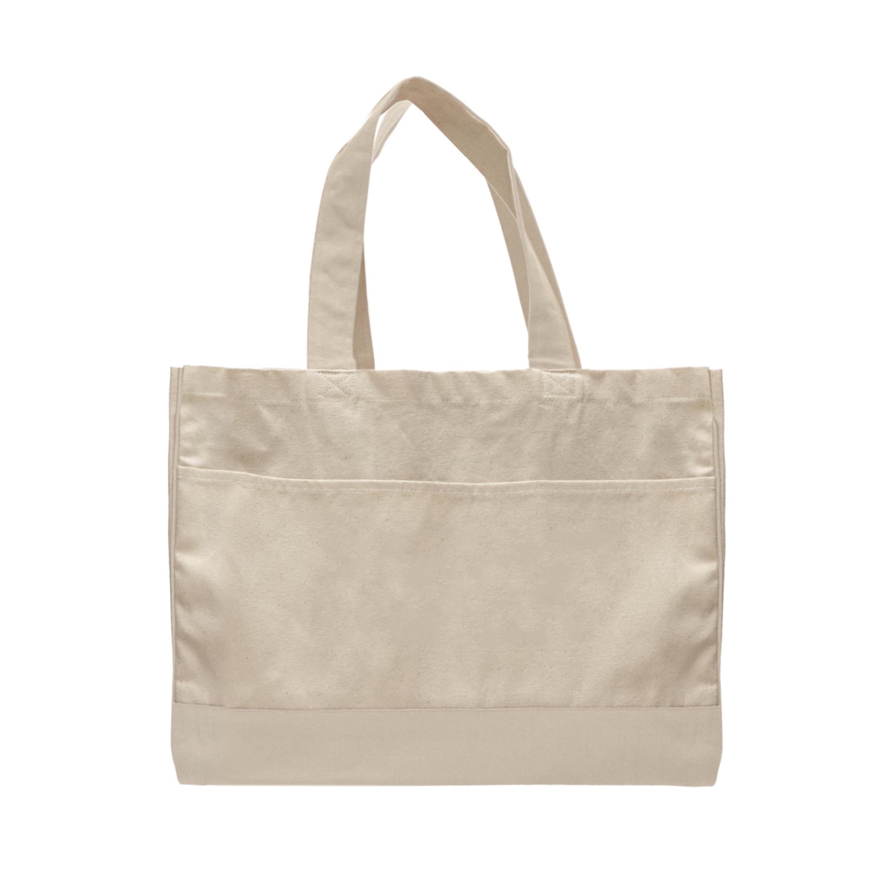 12 oz. Cotton Canvas Natural Self Fabric Handles Tote Bag/w inside zipper pocket_R114NBT 1