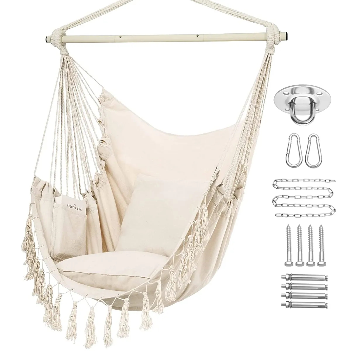 Home Macrame Hanging Hammock Chair 8