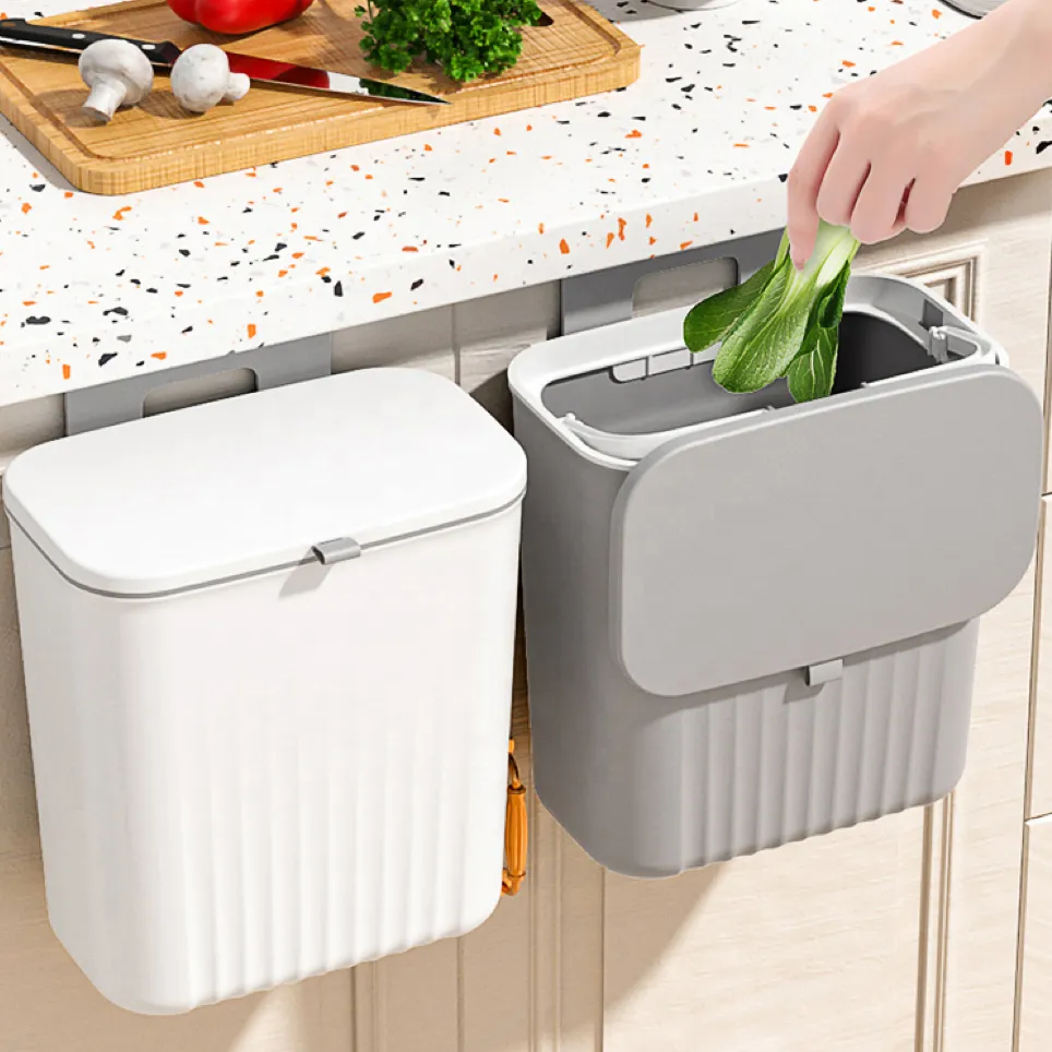 Sliding Lid Hanging Trash Can with Rubbish Storage Container 6