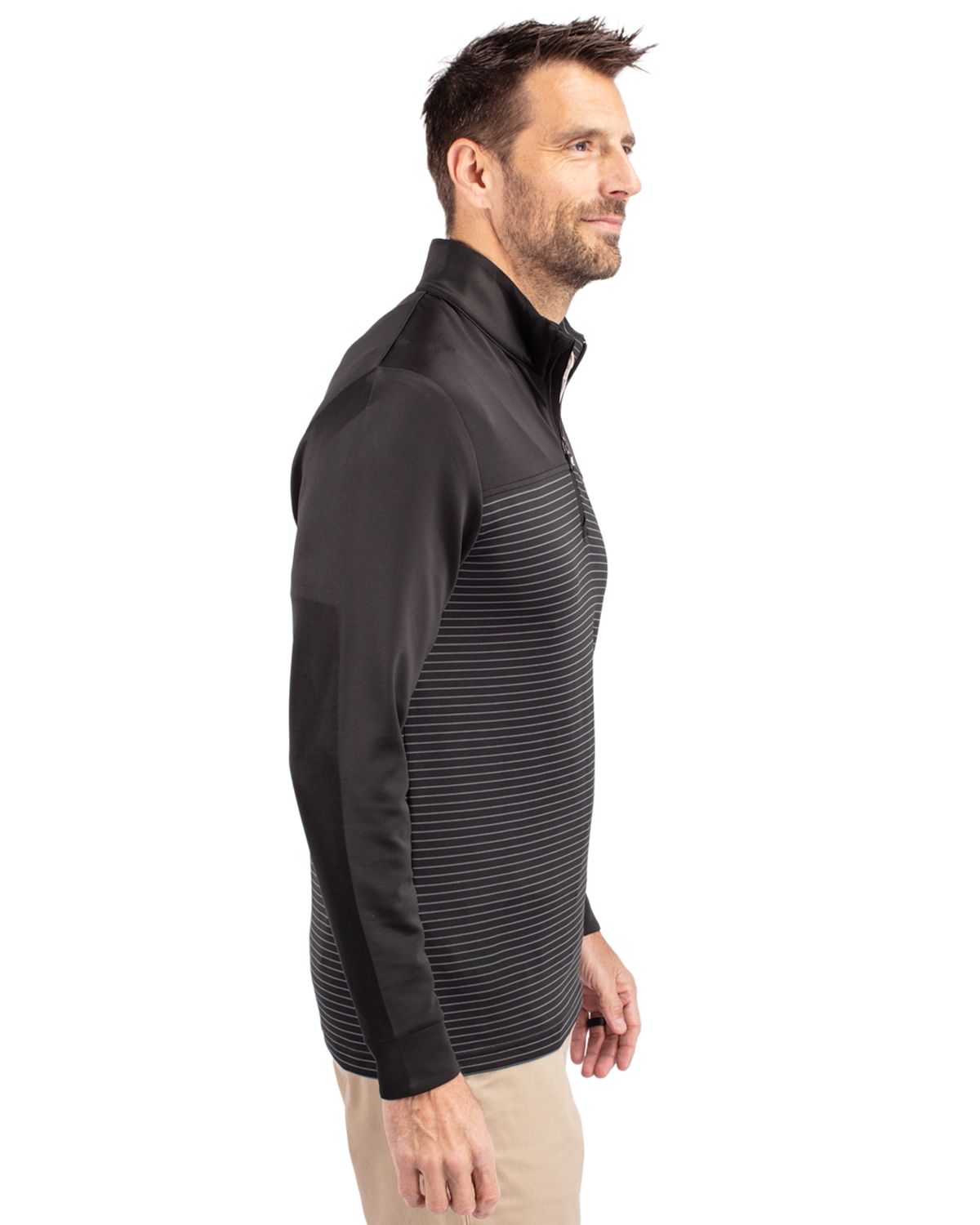 Traverse Stretch Eco Stripe Quarter Zip Mens Pullover