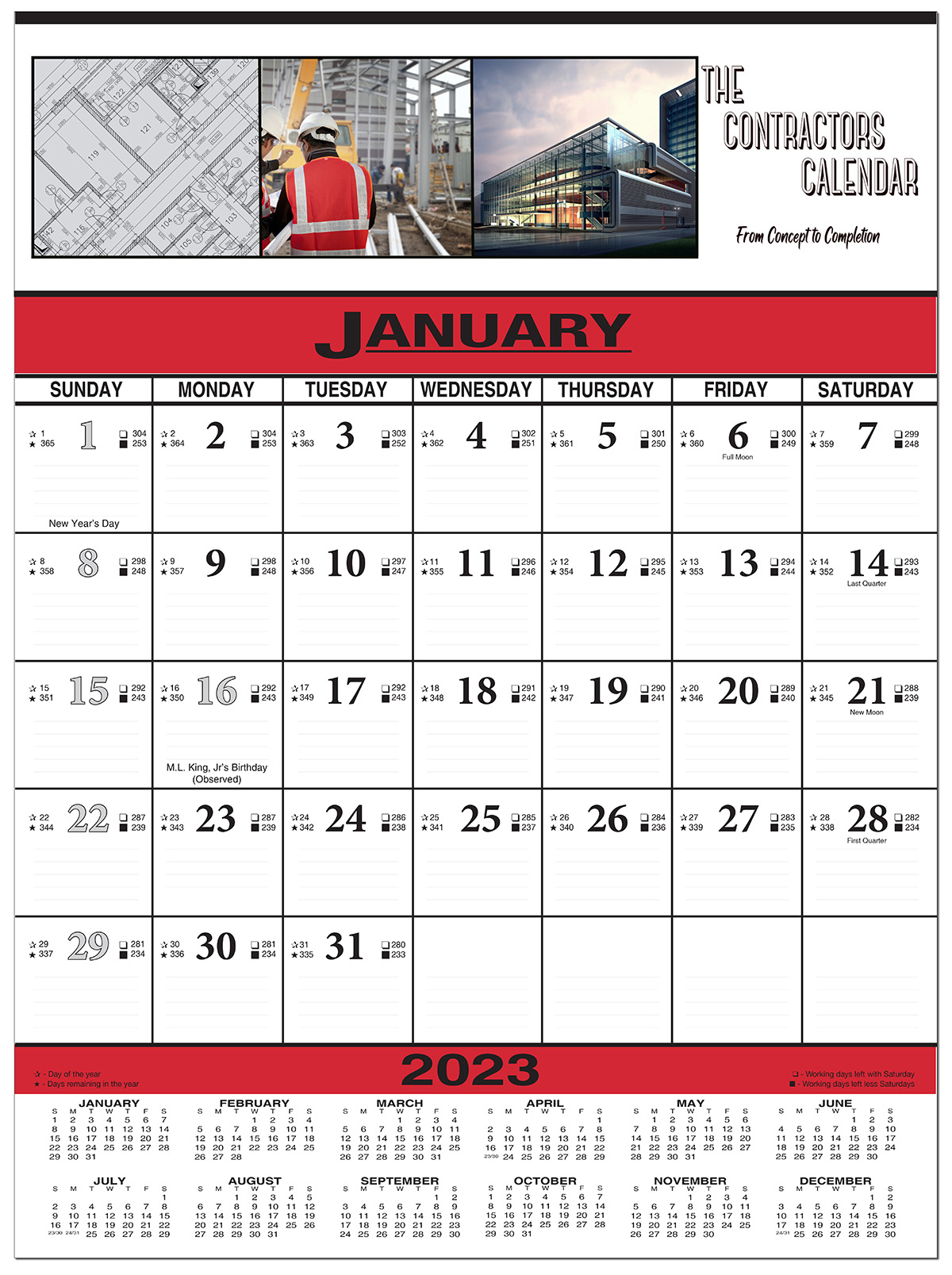 Economy Contractor 12 Sheet Wall Calendar Full Color