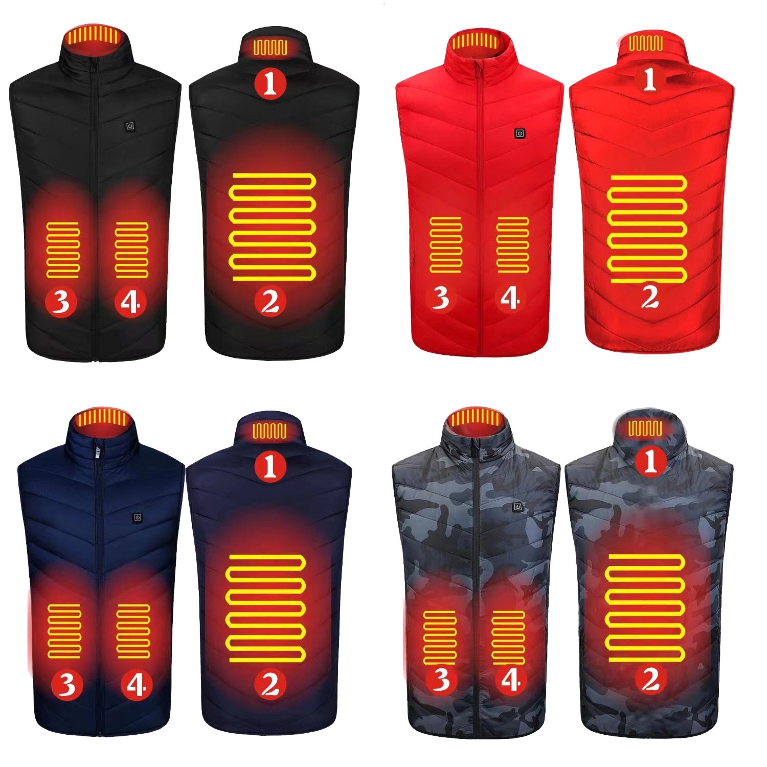 4 Heating Areas Warming Heated Unisex Vest 1