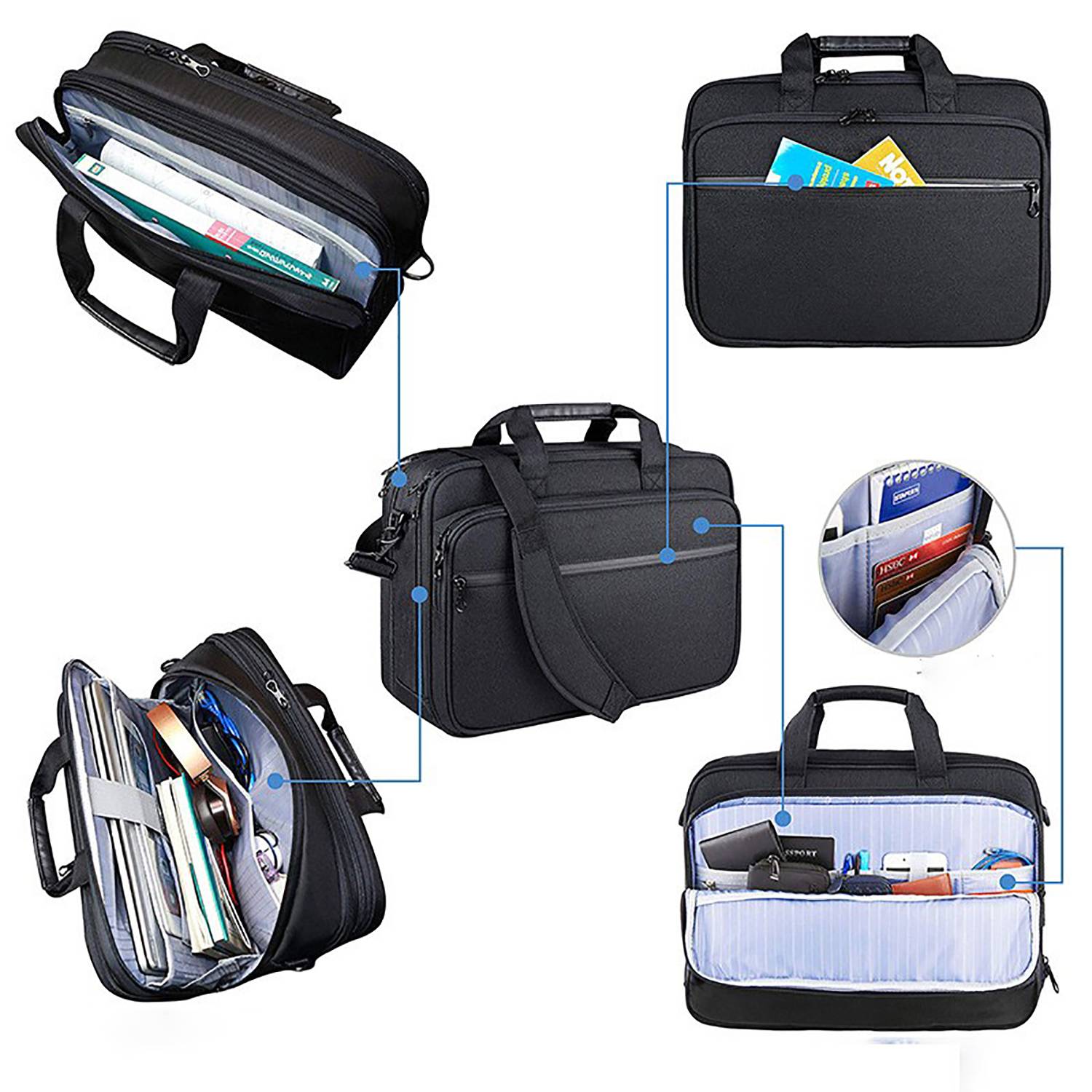 RFID Blocking Waterproof Oxford Laptop Bag Briefcase 7