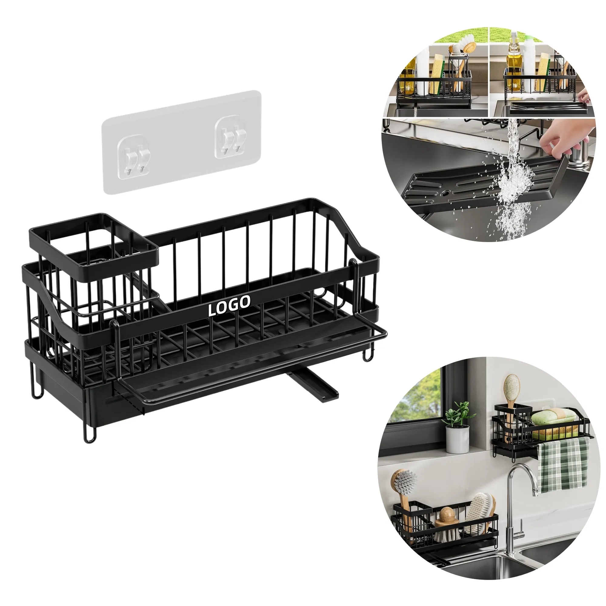 Kitchen Sink Box Organizer With High Brush Holder