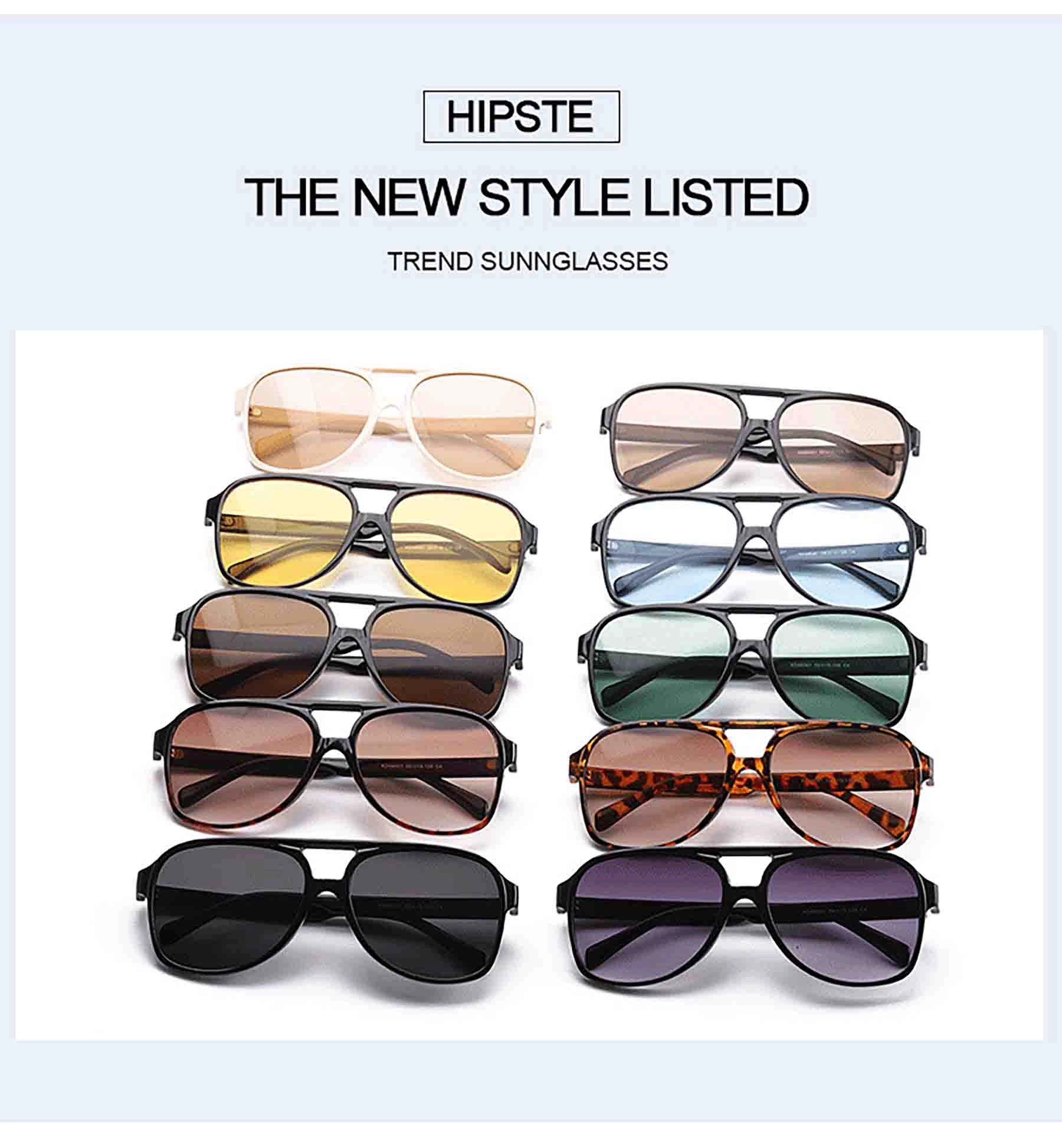Uv400 Vintage Sunglasses Large Squared Aviator Frame 9