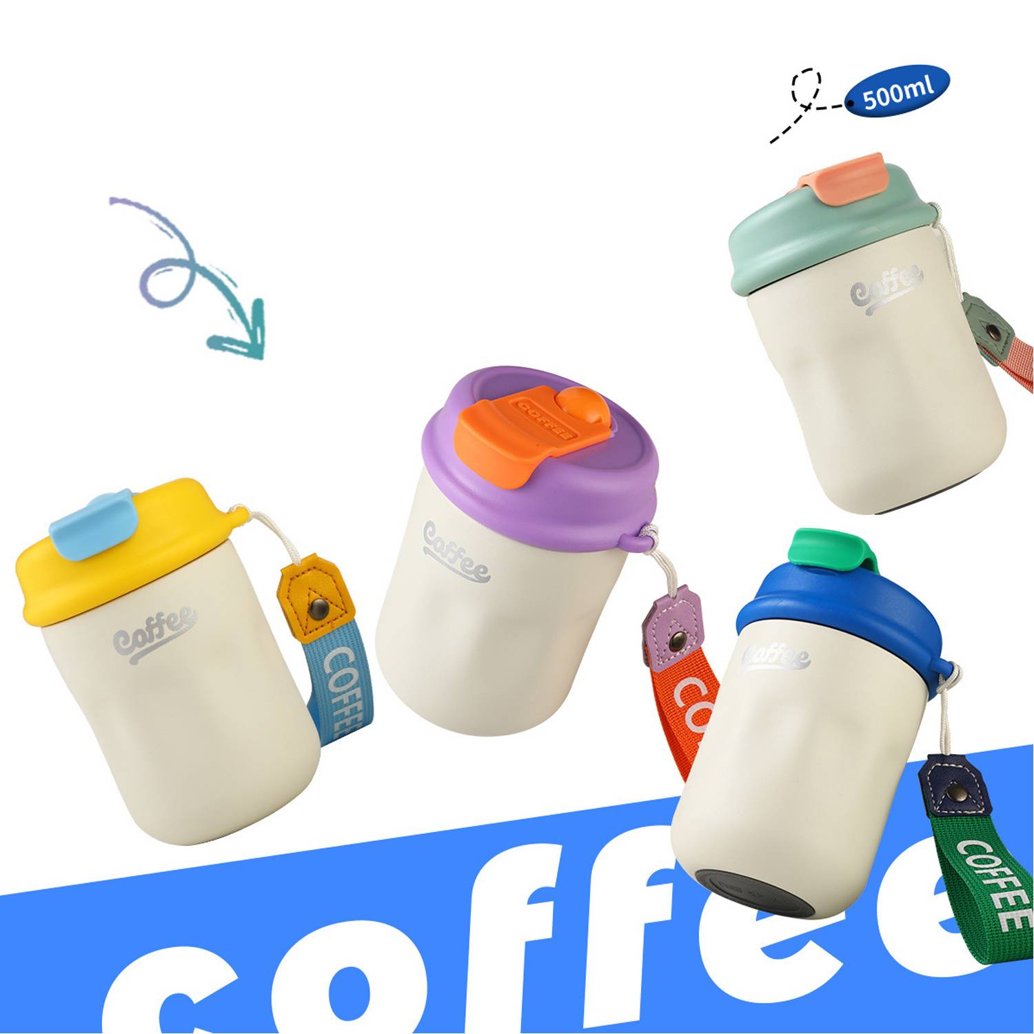 14.8 oz Colorful Portable Coffee Cup 7