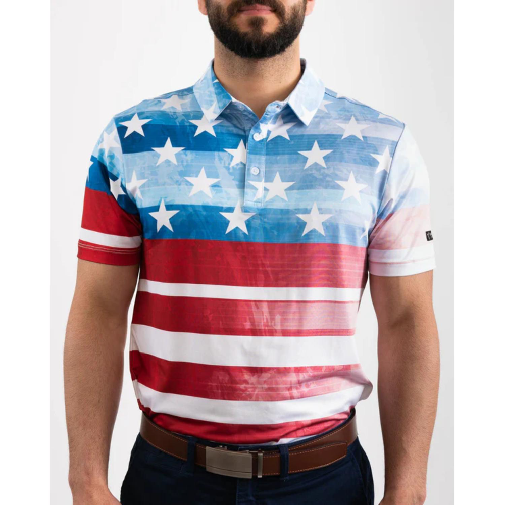 YATTA Golf® - Patriot men's Moisture Wicking non iron Golf Polo Shirt