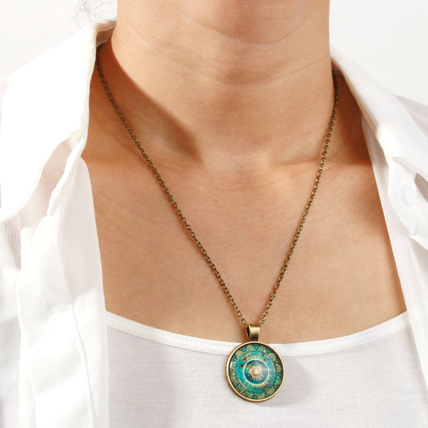 Alloy Yoga Crystal Pendant Moon Necklace 1