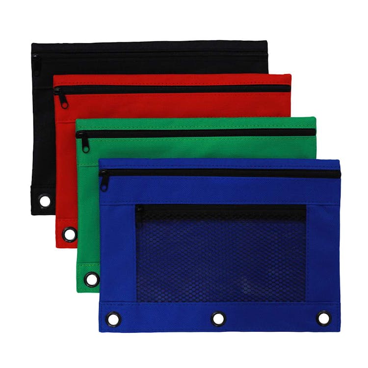 BigBox 3-Ring Reinforced Mesh Pencil Pouches Dual Zipper