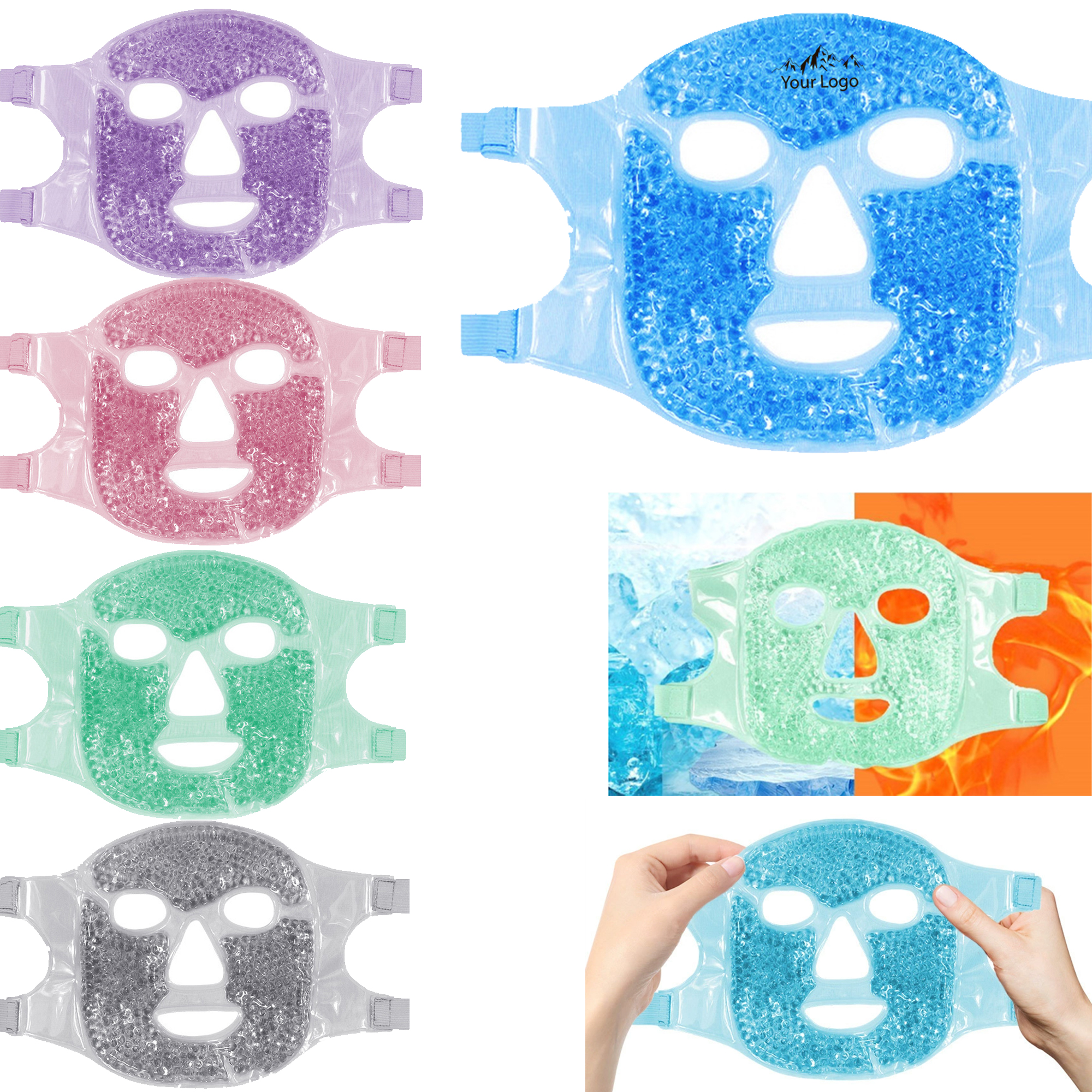 Reusable PVC Gel Beads Hot/Cold Pack Face Mask 2