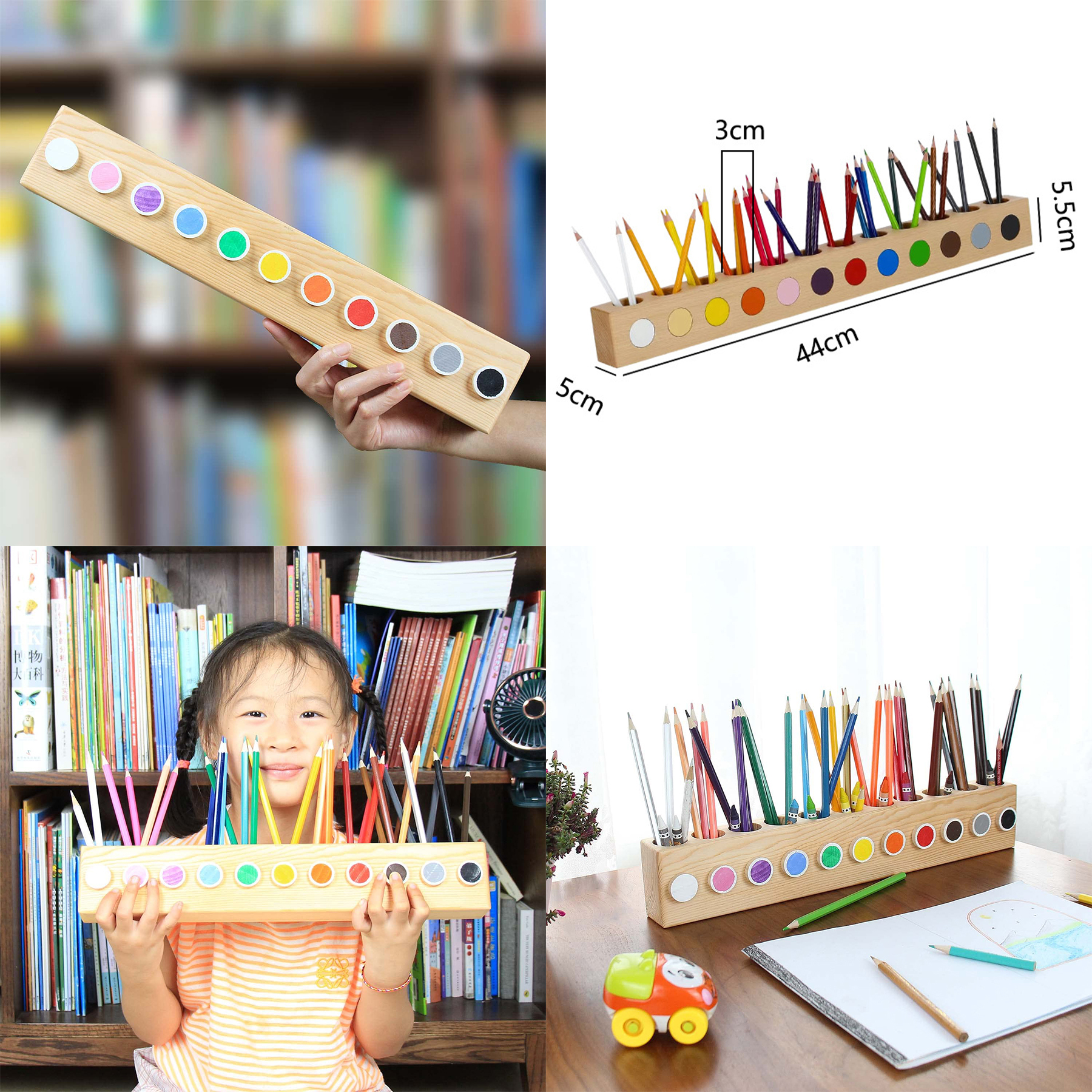 Wooden Colored Pencil Holder 2