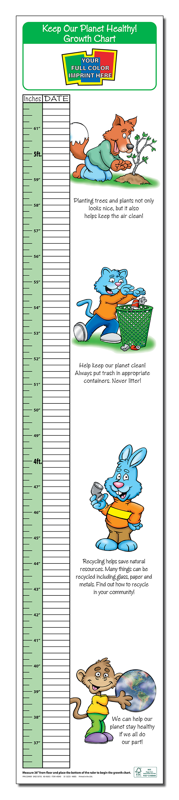 GROWTH CHART - Keep Our Planet Healthy Children's Growth Chart 5