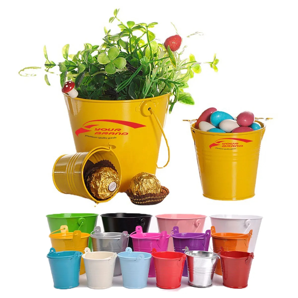 Small Metal Buckets with Handle Multi Colored 1