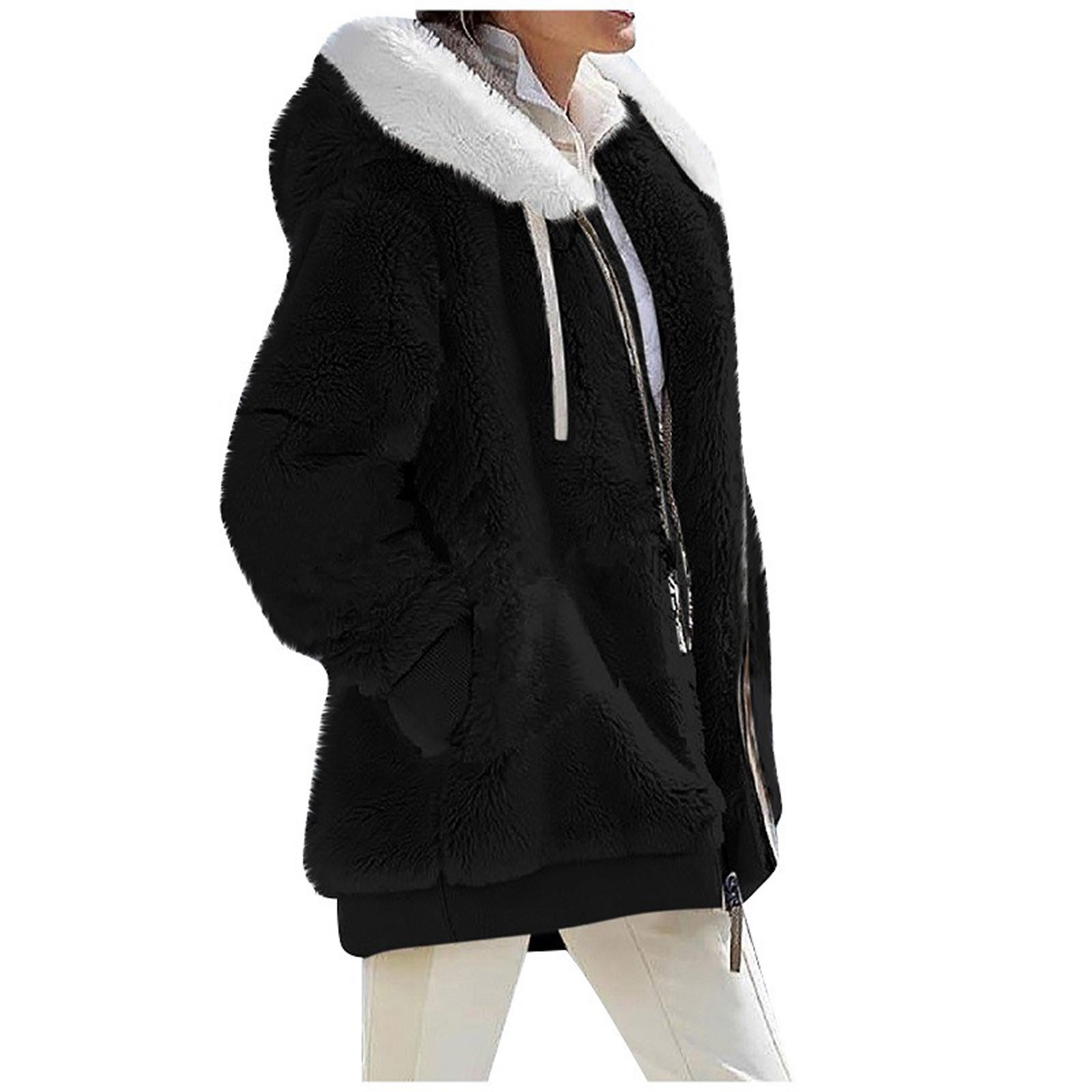 Womens Fuzzy Fleece Jacket 10