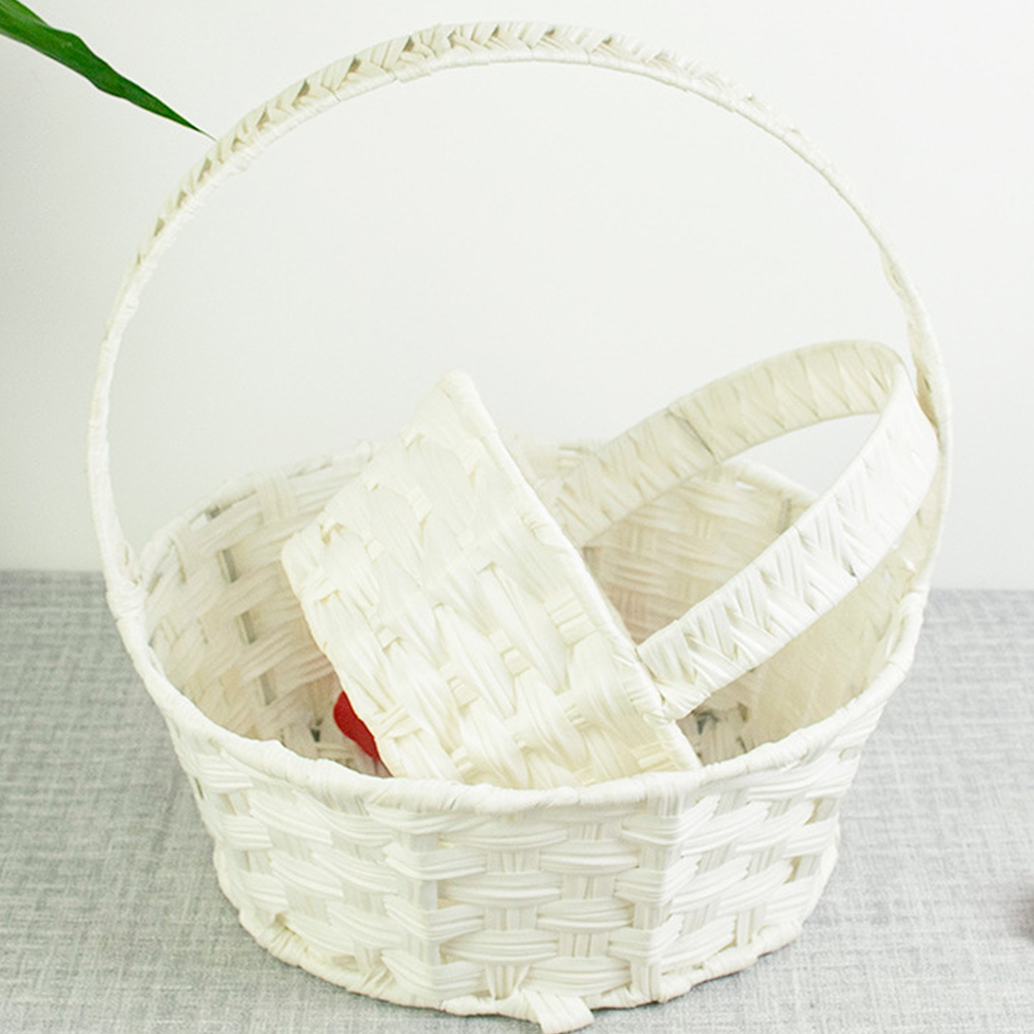 Rustic Style Small white Children Handheld Flower pvc Basket 4