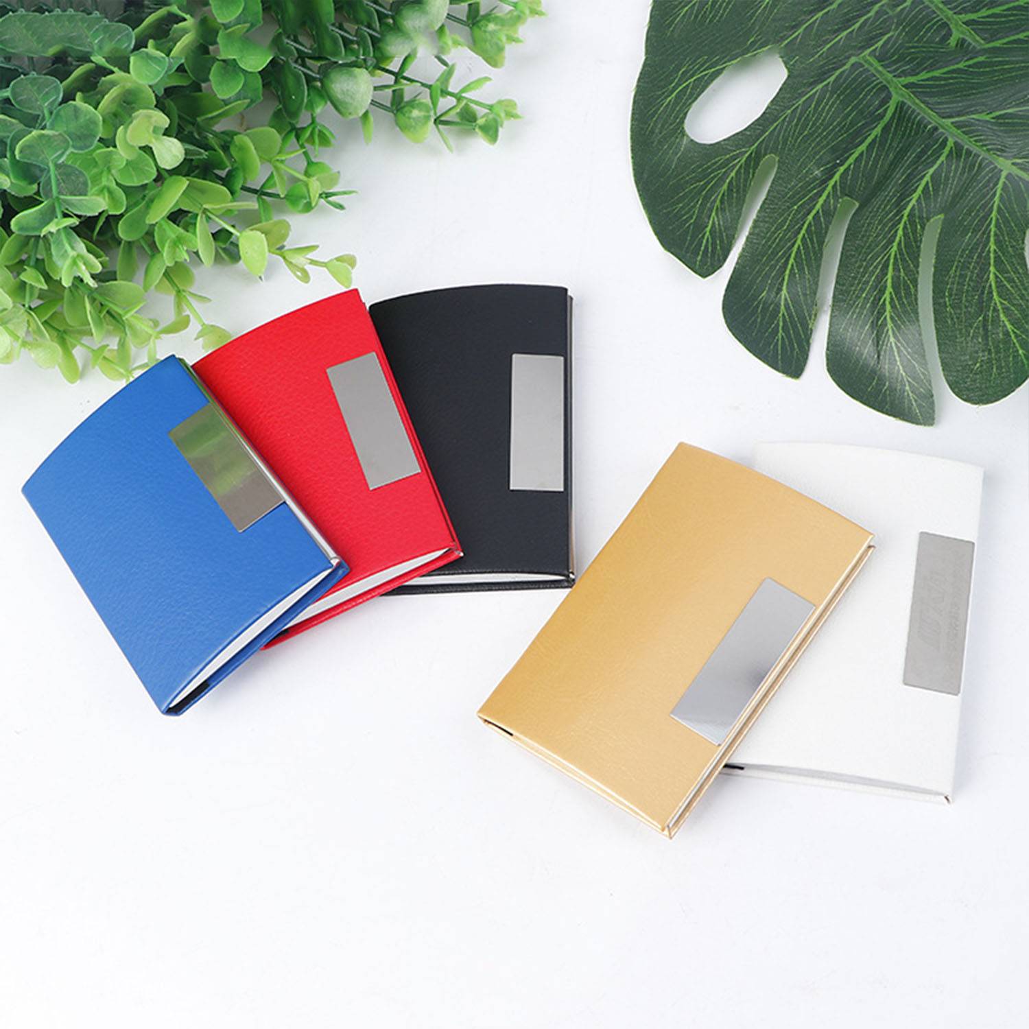 Stainless steel PU leather business card holder 2