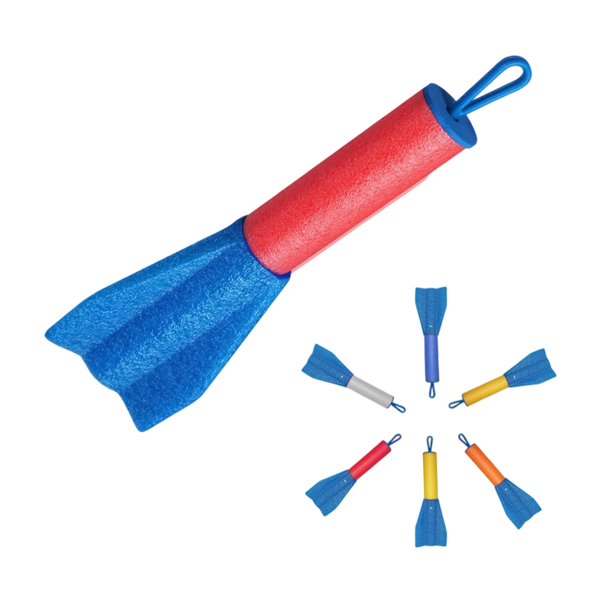 Foam Bungee Rocket Launcher Toy 9" By 2.6" 2