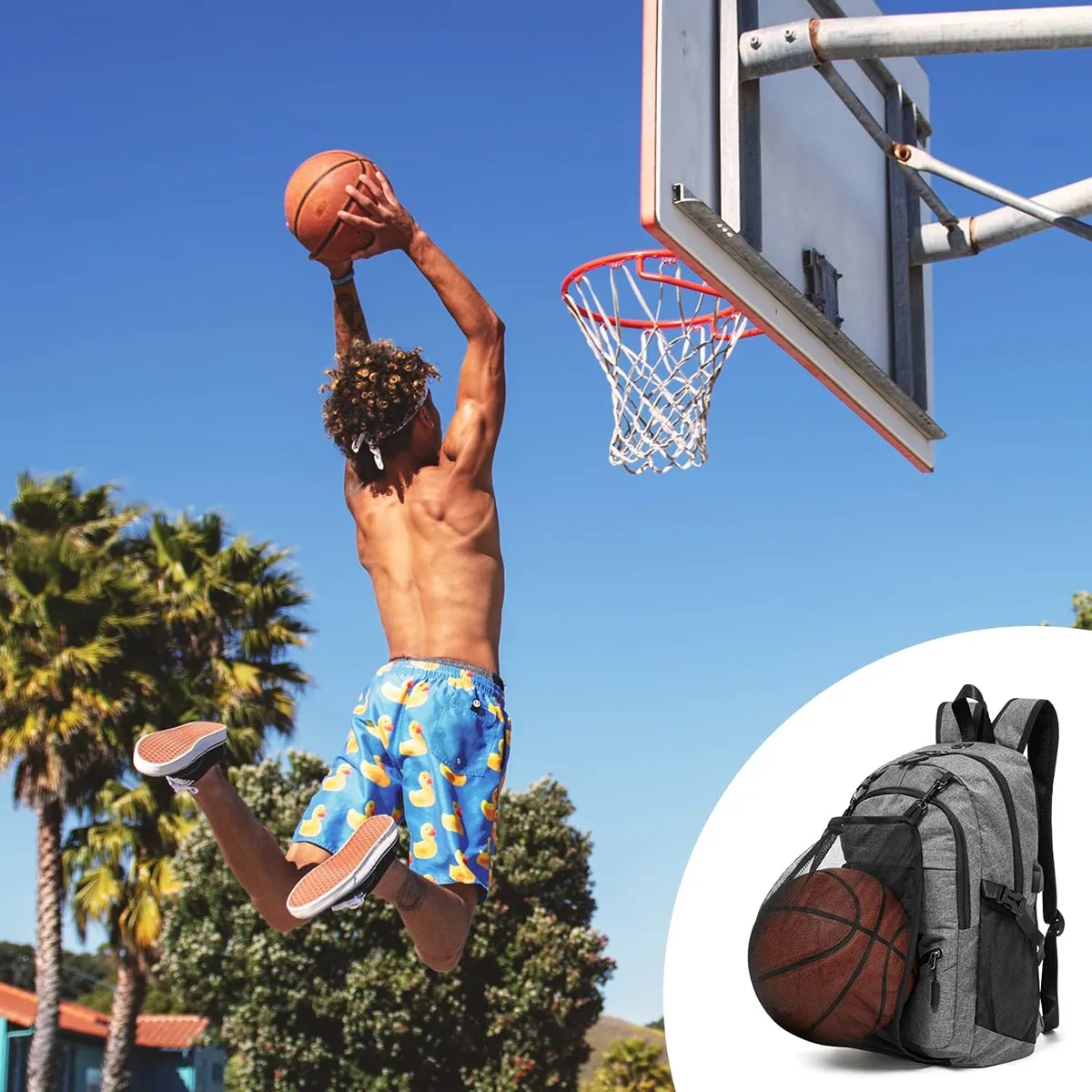 Basketball Backpack Soccer Bag with Ball Compartment 7