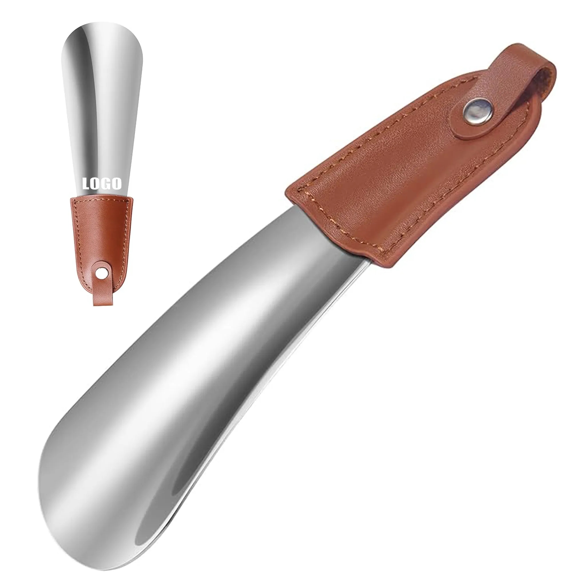 Stainless Steel Shoe Horn With Leather Cover 3
