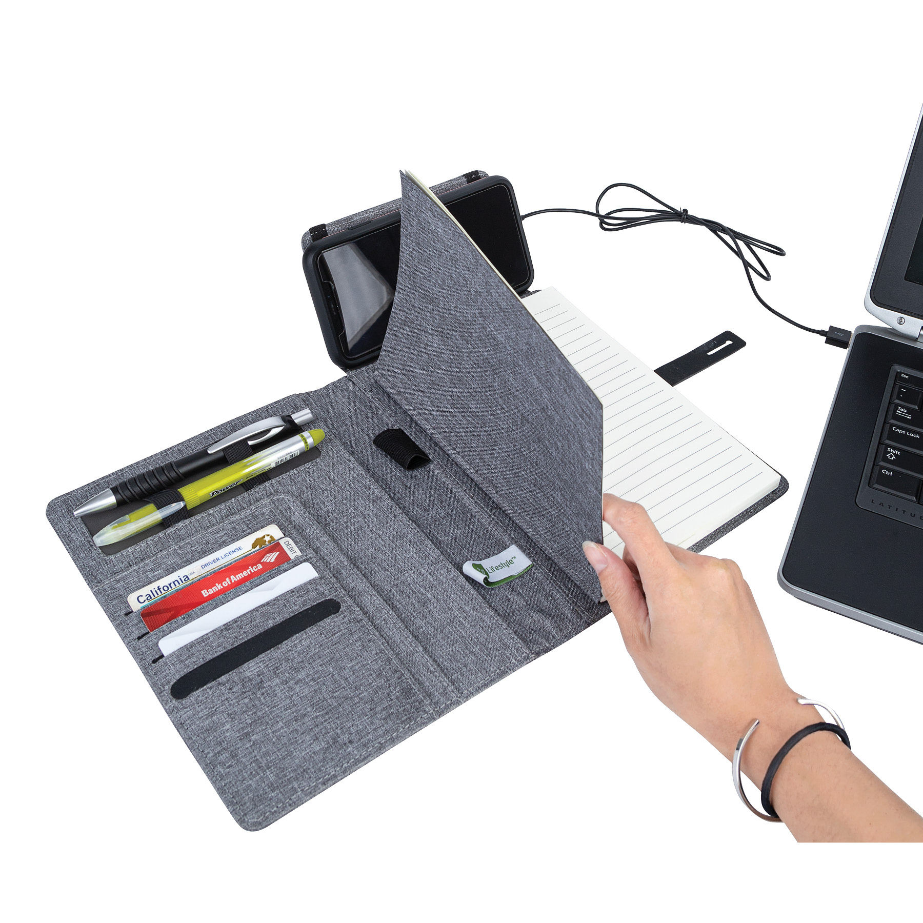 Binghamton RPET Padfolio w/ Wireless Phone Charger 6