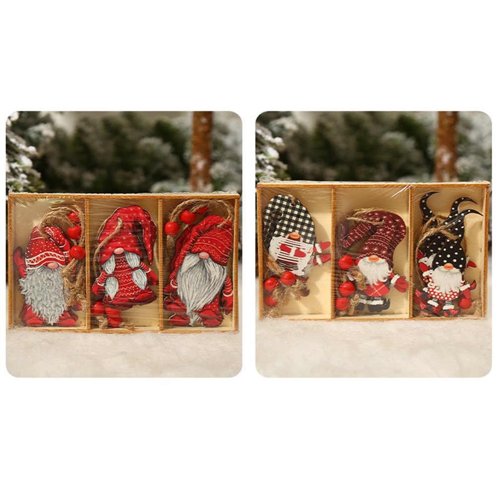 Christmas Santa Claus Household Wooden Pendant Set 2