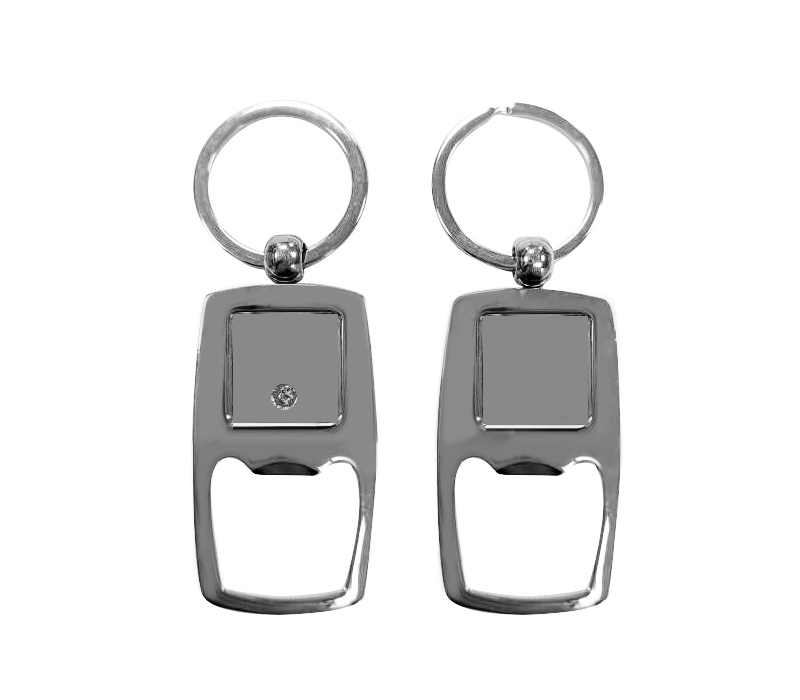 Rectangular Metal Bottle Opener Keyring 2