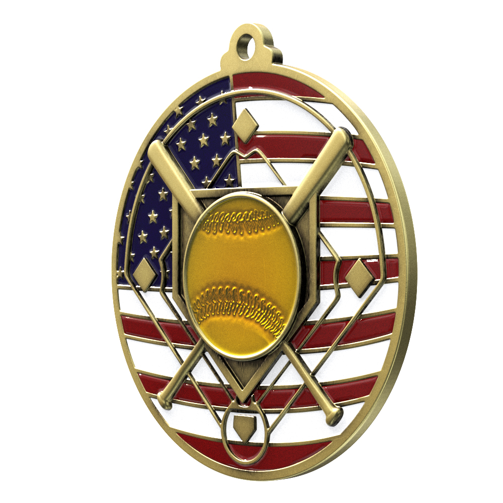 Softball Patriotic Medallion (2-3/4") 4