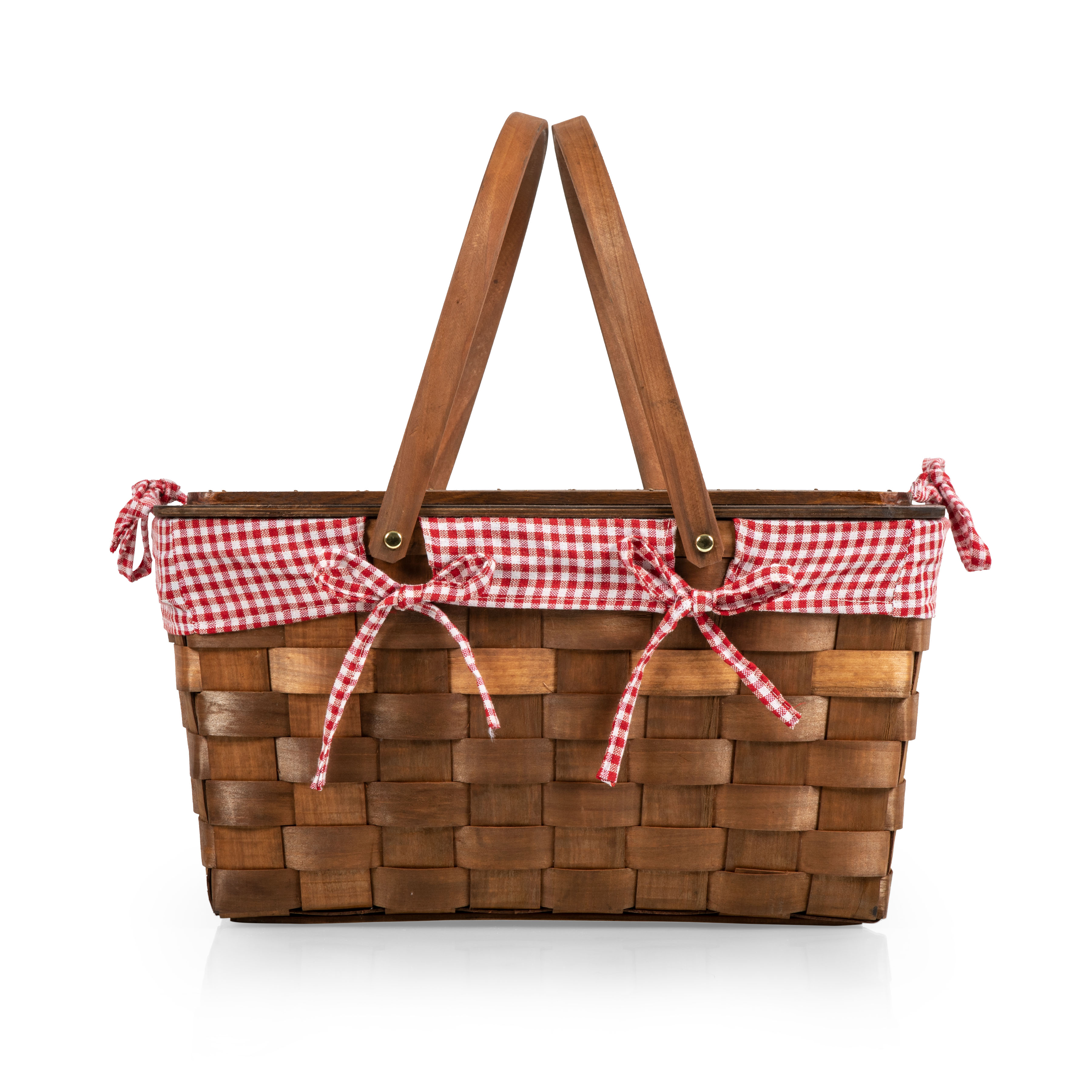 Kansas Handwoven Wood Picnic Basket 9