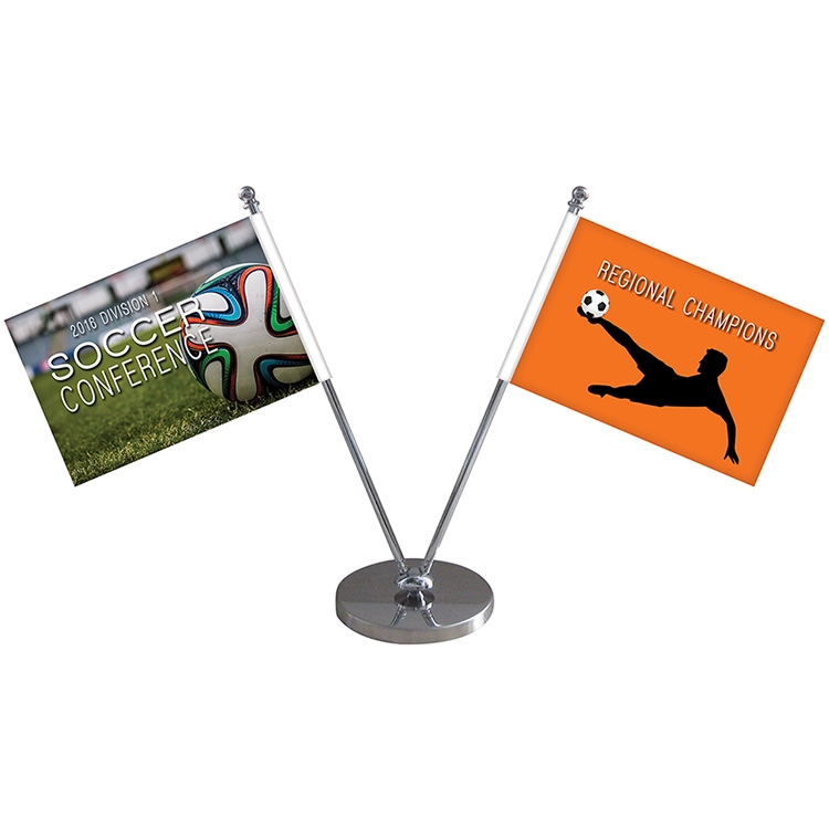 5.1-6.9" Metal Telescopic Flagpole with Two Double Sided Flags 3