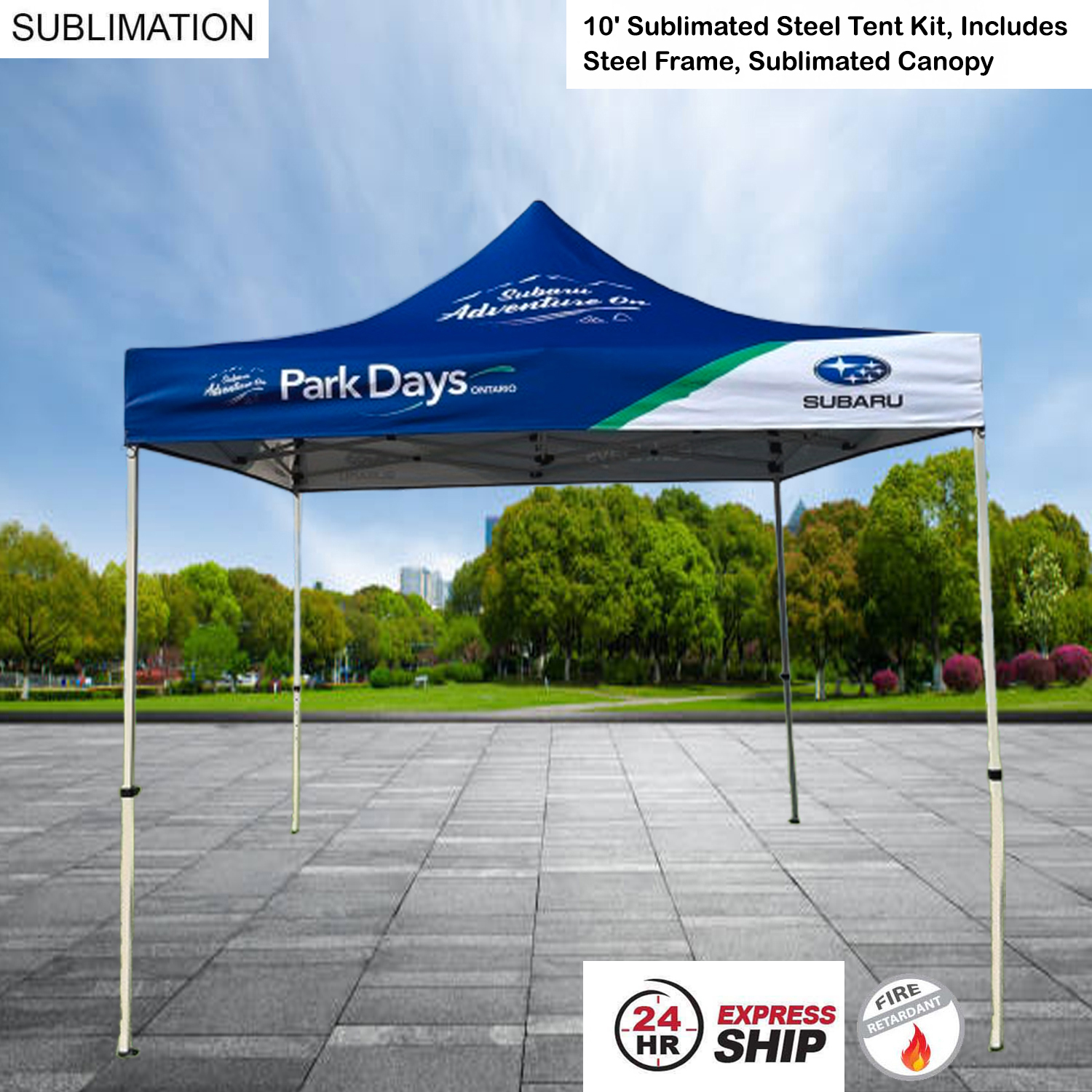 24 Hr Express Ship - 10' Steel Tent Kit, Includes Steel Frame and Sublimated Canopy Only 6