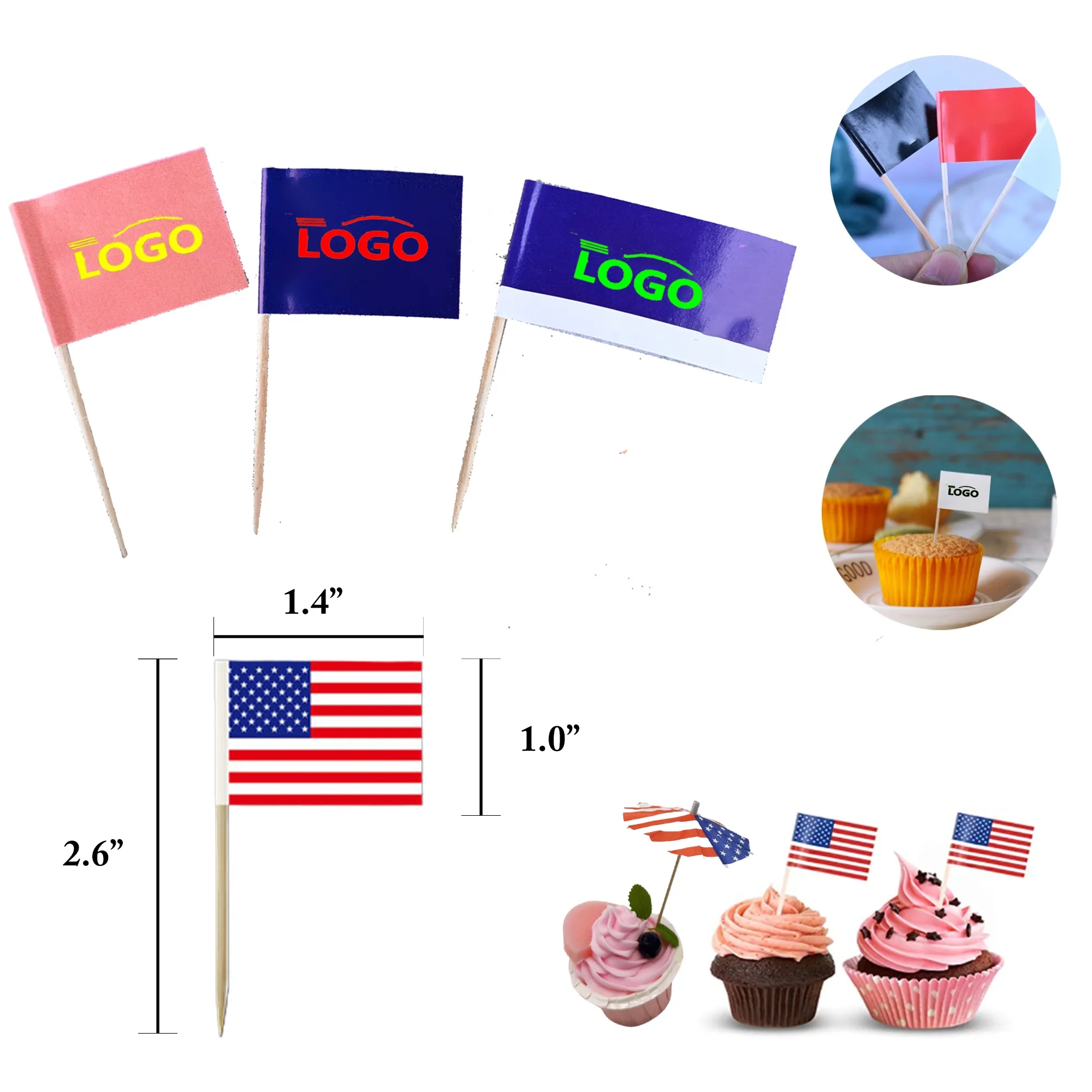 MOQ500 Toothpick Flags with Various Shapes 3