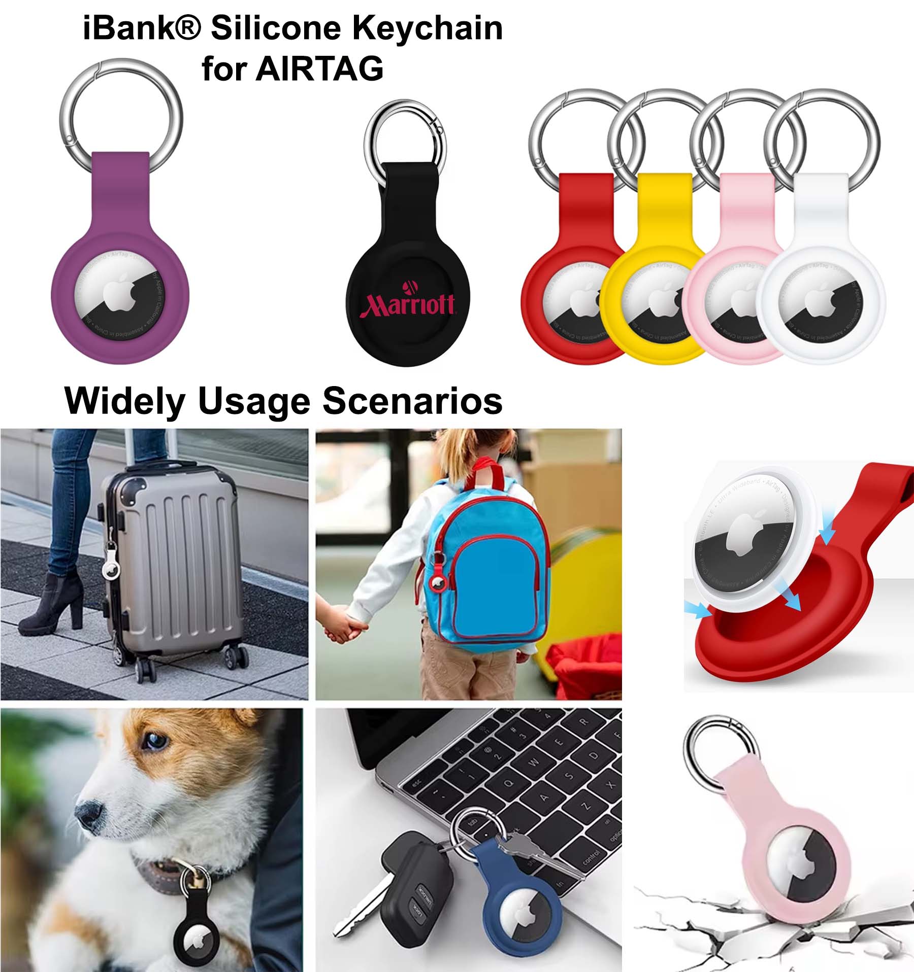 iBank ® Protective Silicone Keychain for AirTag – Soft-Touch Tracker Case & Secure Loop 1