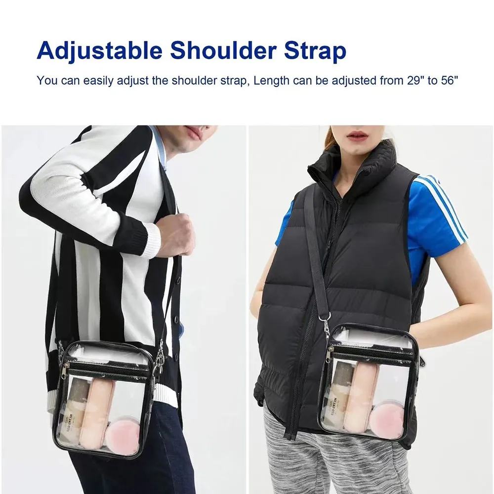 Clear Crossbody Bag with Zipper Closure and Adjustable Strap 3