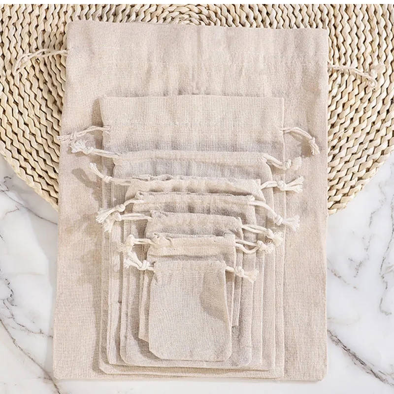 Custom Cotton Linen Drawstring Bags 6