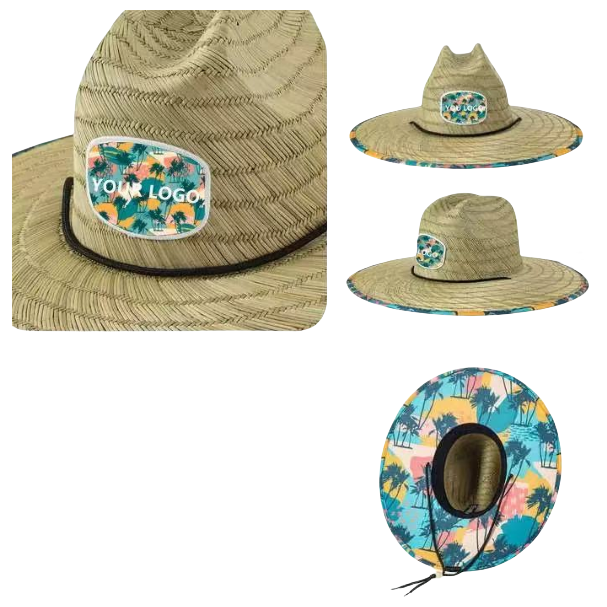 Sun Straw Hat w/ Full Color Underbrim Imprint 3
