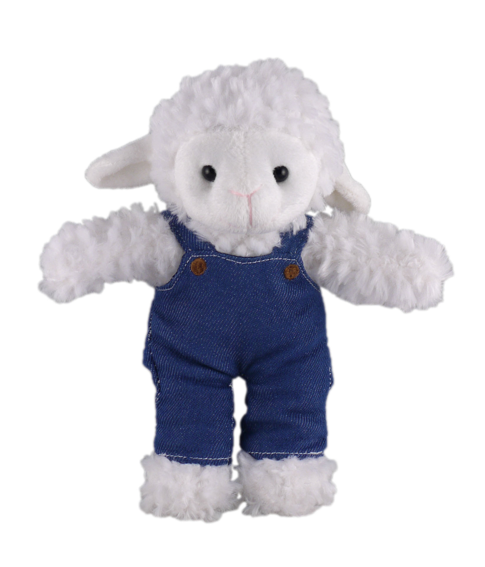 Soft Plush Stuffed Sheep in denim overall.