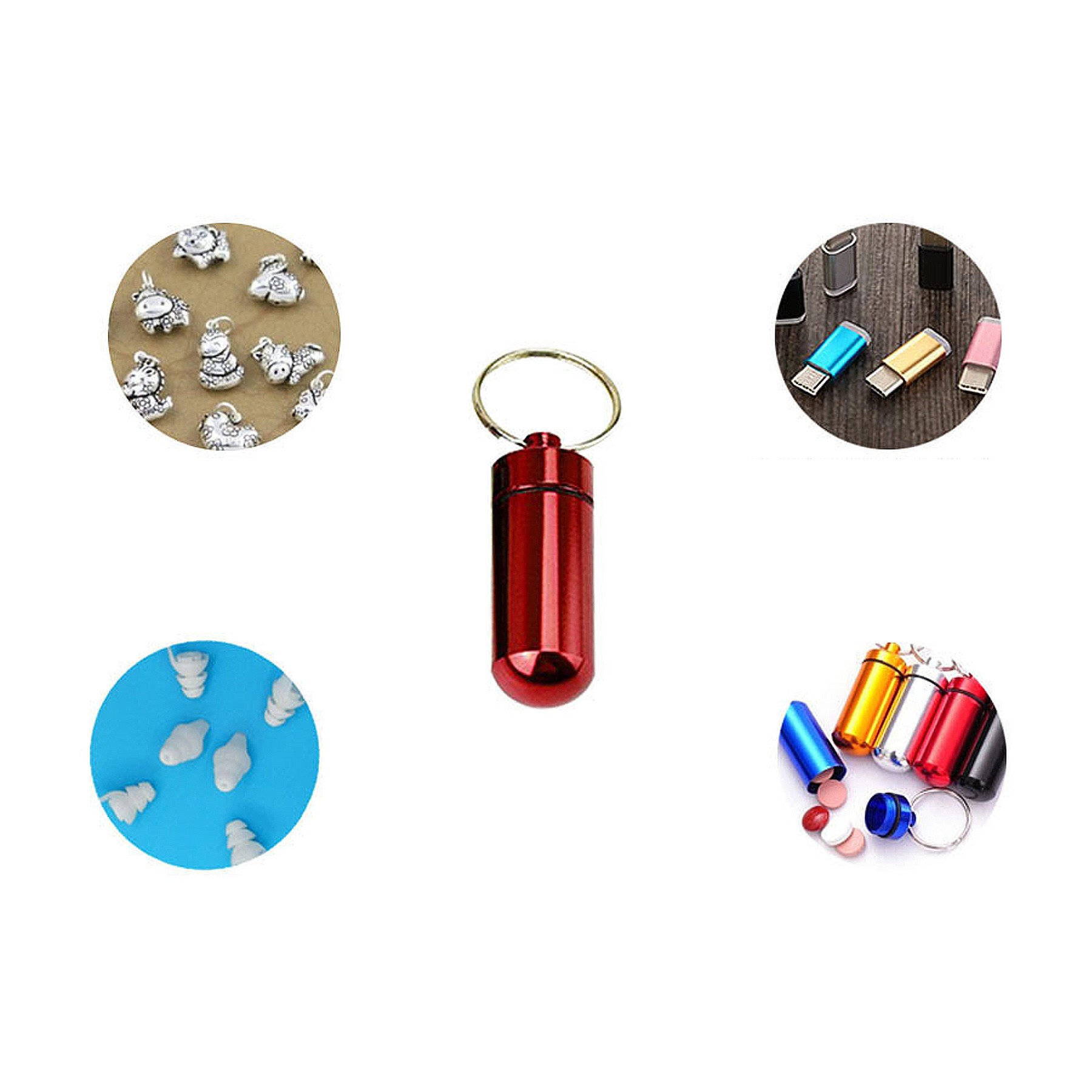 Waterproof Aluminum Pill Box Case With Keychain 1