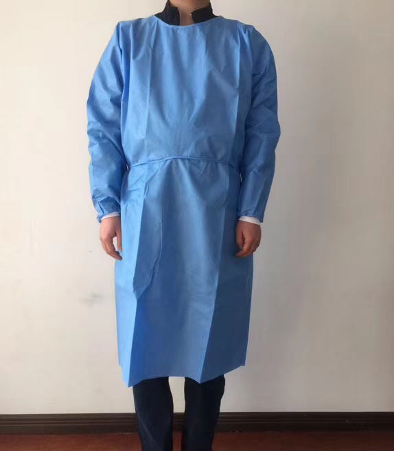 Disposable Isolation Gowns w/ Long Sleeve Knit Elastic Cuffs 2