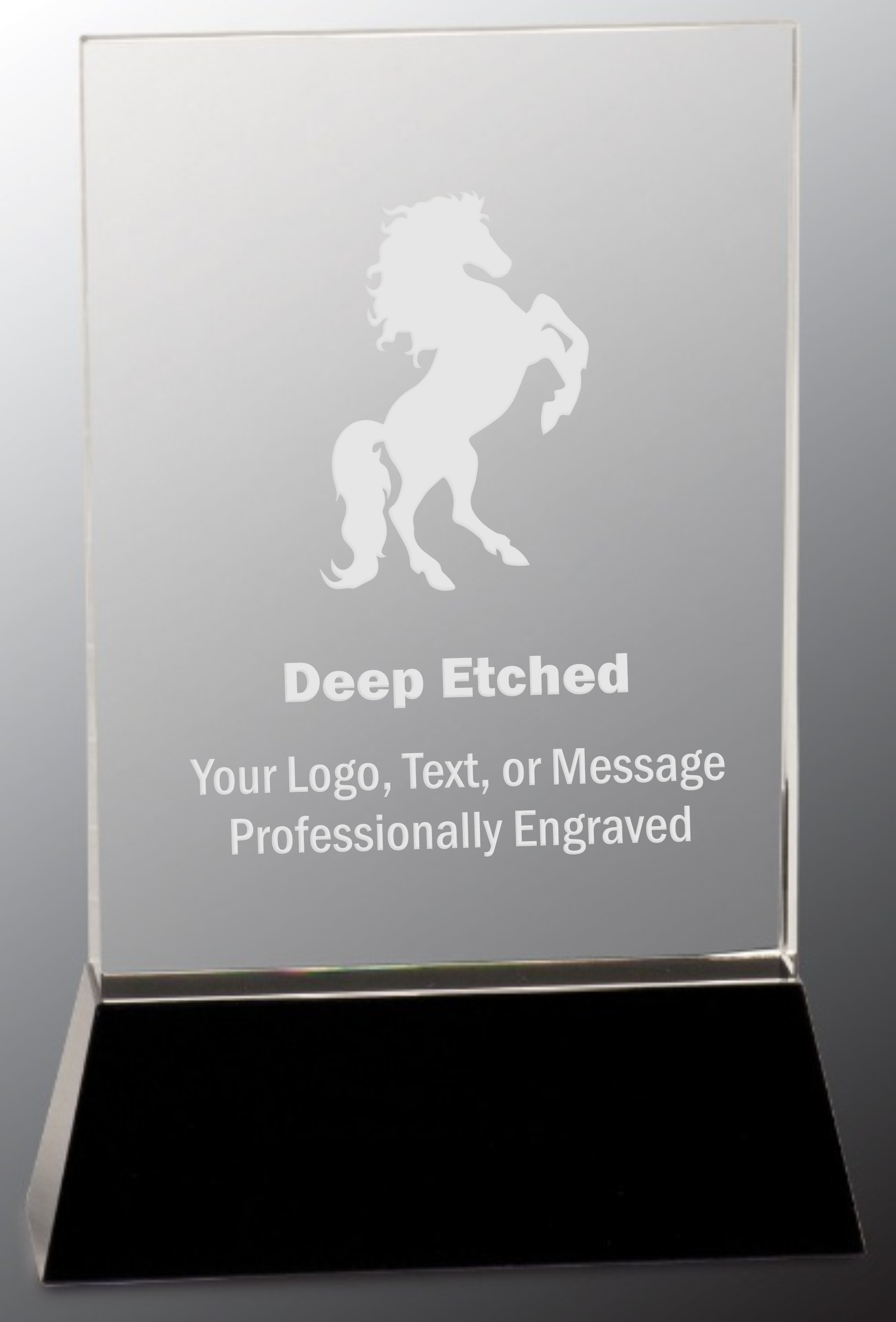 9" Clear Crystal Rectangle Wedge on Black Base Award