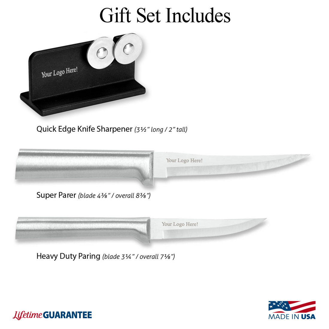 Paring Pair Plus Sharpener Gift Set w/Silver Handle 4