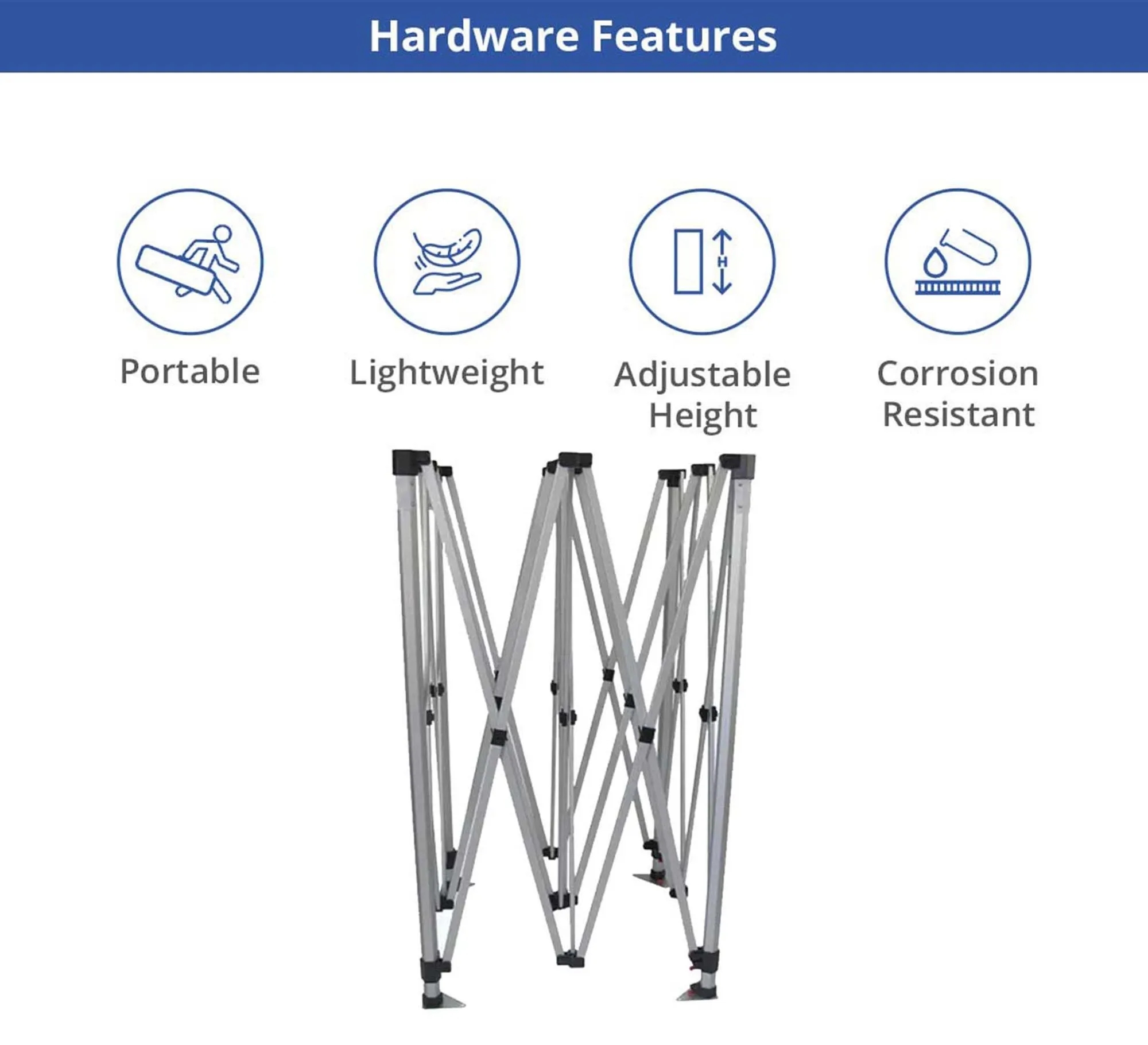 10Ft Steel Custom Canopy Tent (Topper+Hardware and Backwall) 4