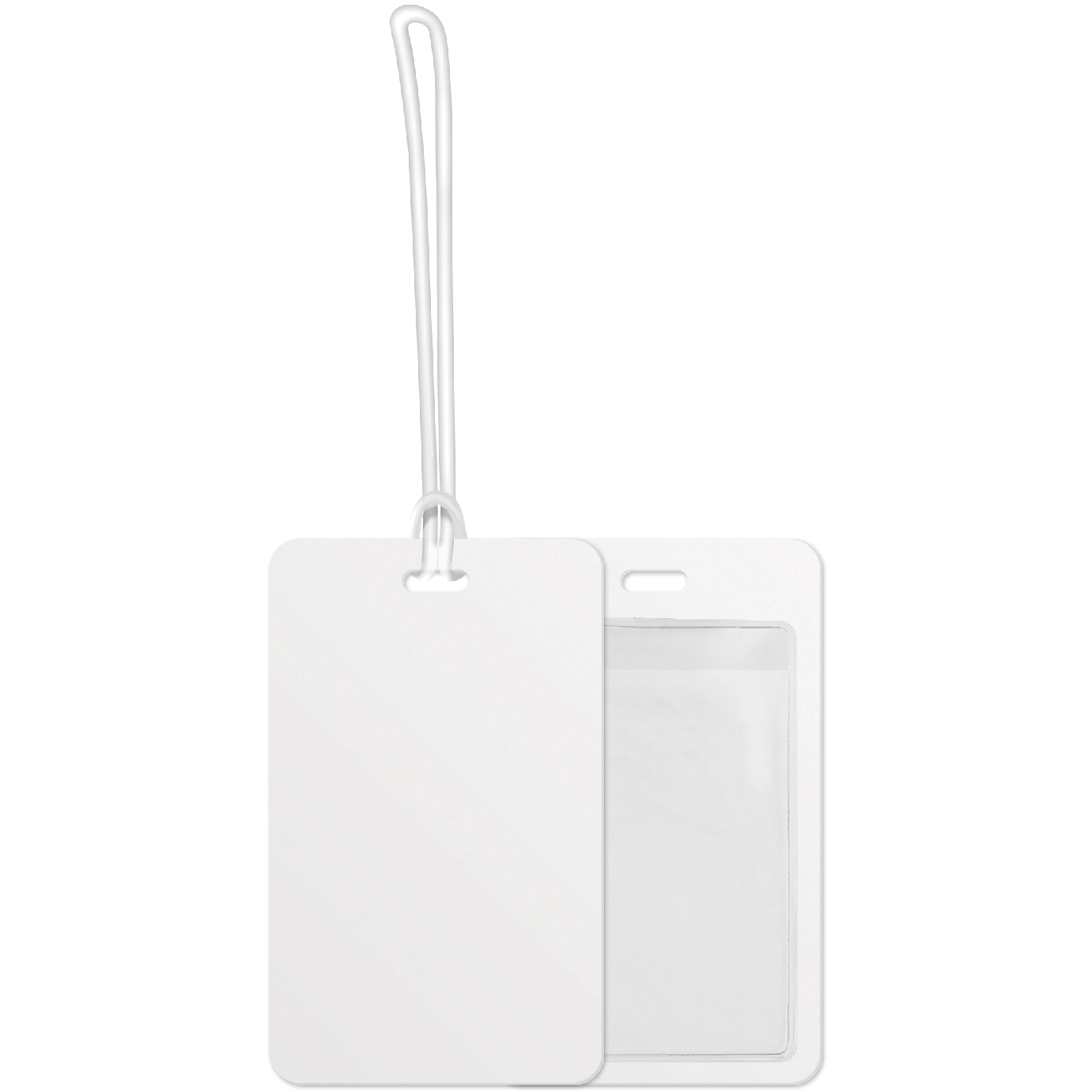 Luggage Tags .020 White Plastic (2.75"x4.5") in Full Colour with 6" Loop attached & Clear Pocket 2